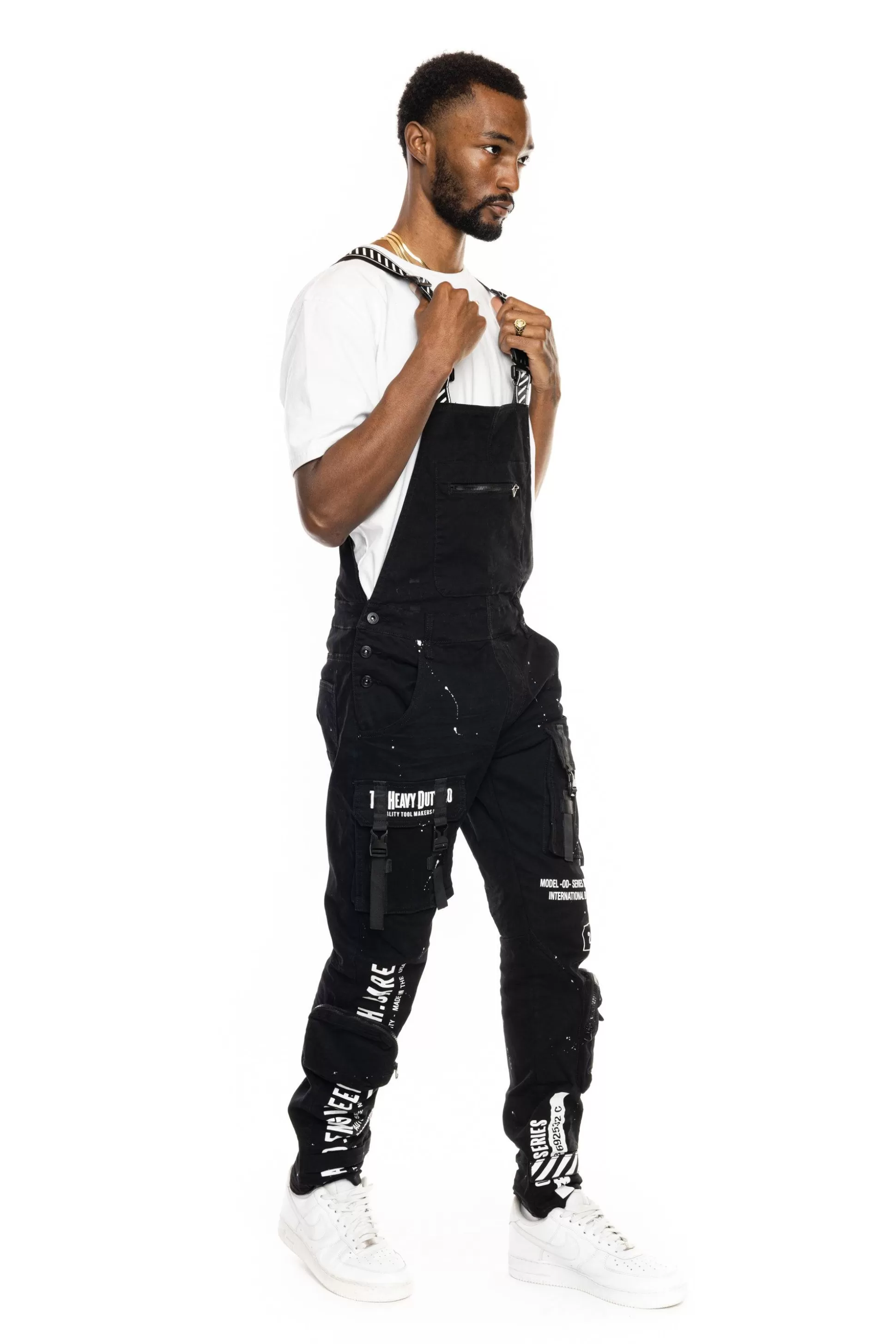 Smoke Rise 3D Pocket Utility Fashion Overalls Black Shop