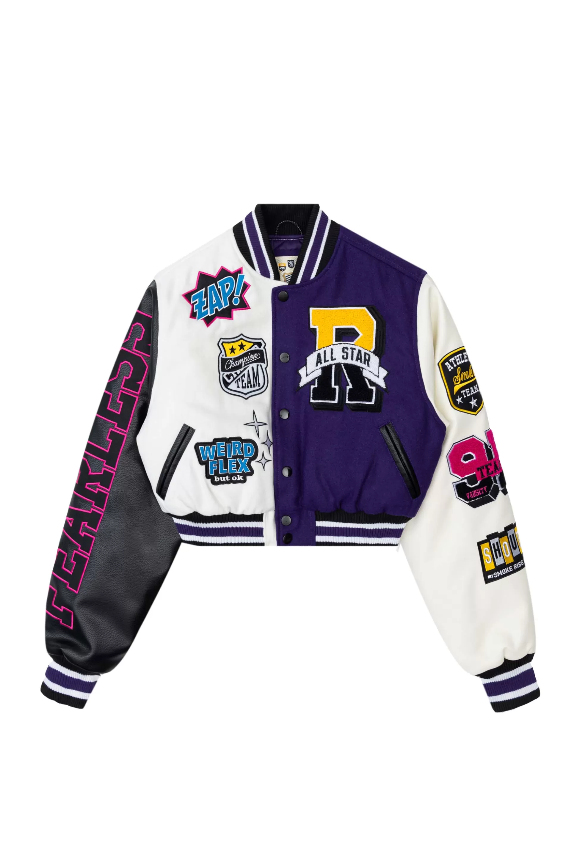 Smoke Rise All Star Crop Varsity Jacket Purple Fashion