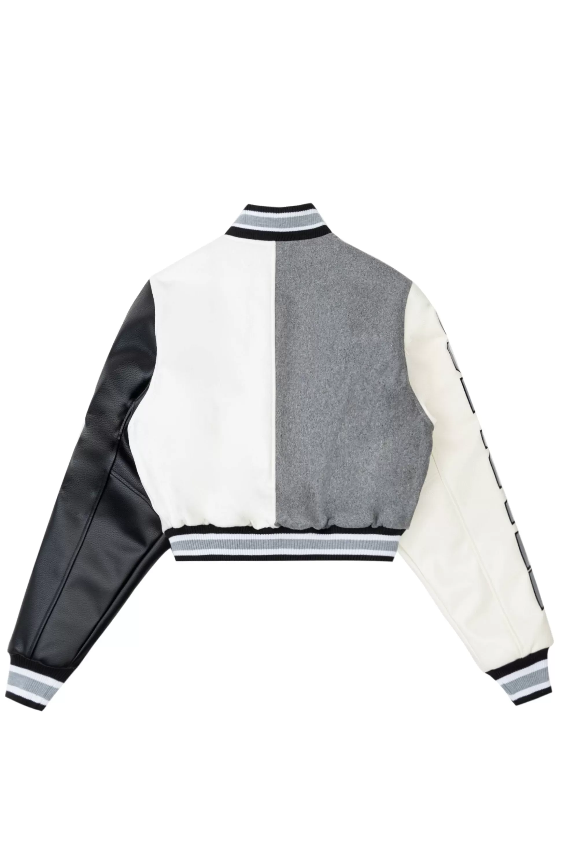 Smoke Rise All Star Crop Varsity Jacket Light Grey Best