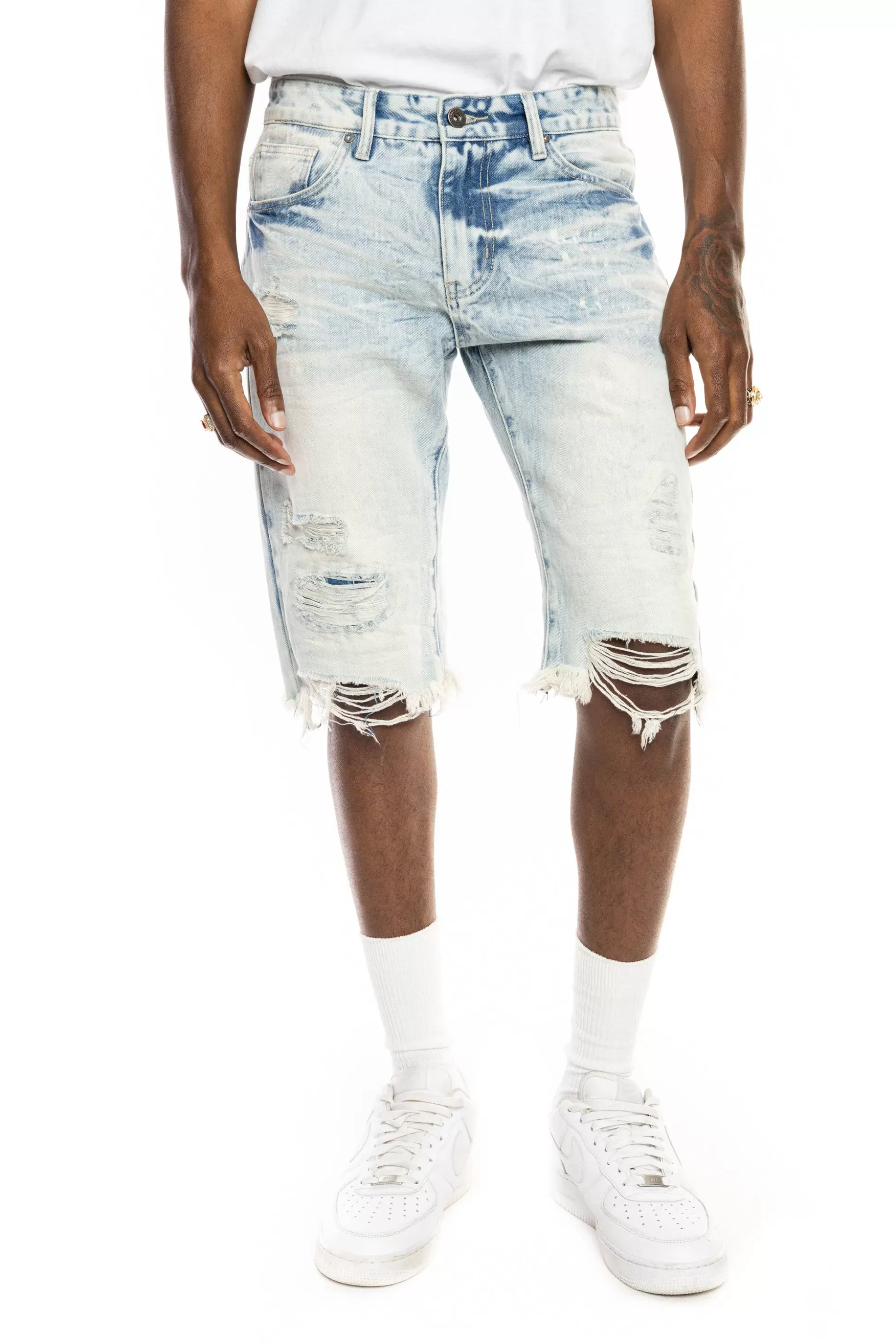 Smoke Rise Basic Denim Shorts Plaster Blue Discount