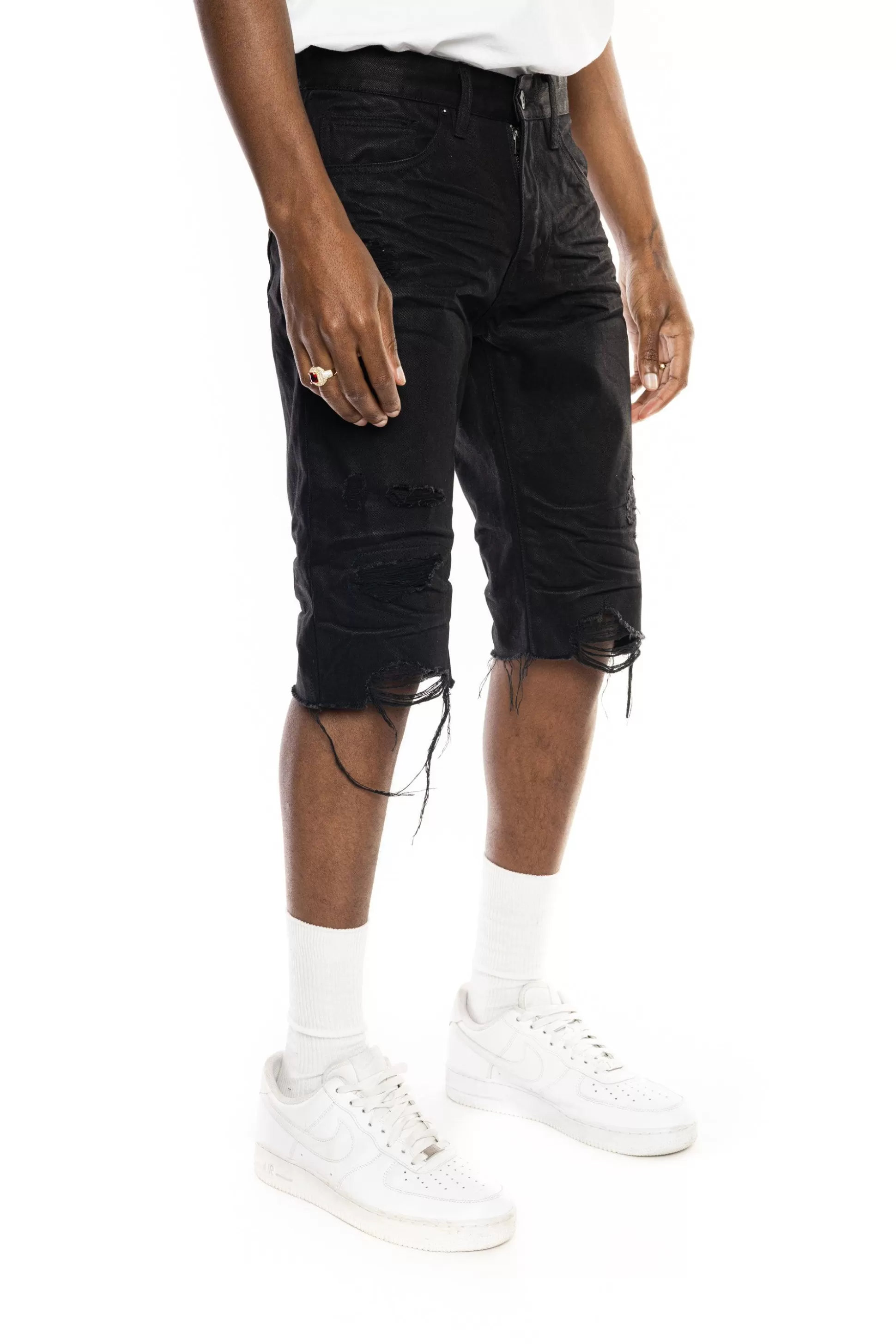 Smoke Rise Basic Denim Shorts Jet Black Cheap