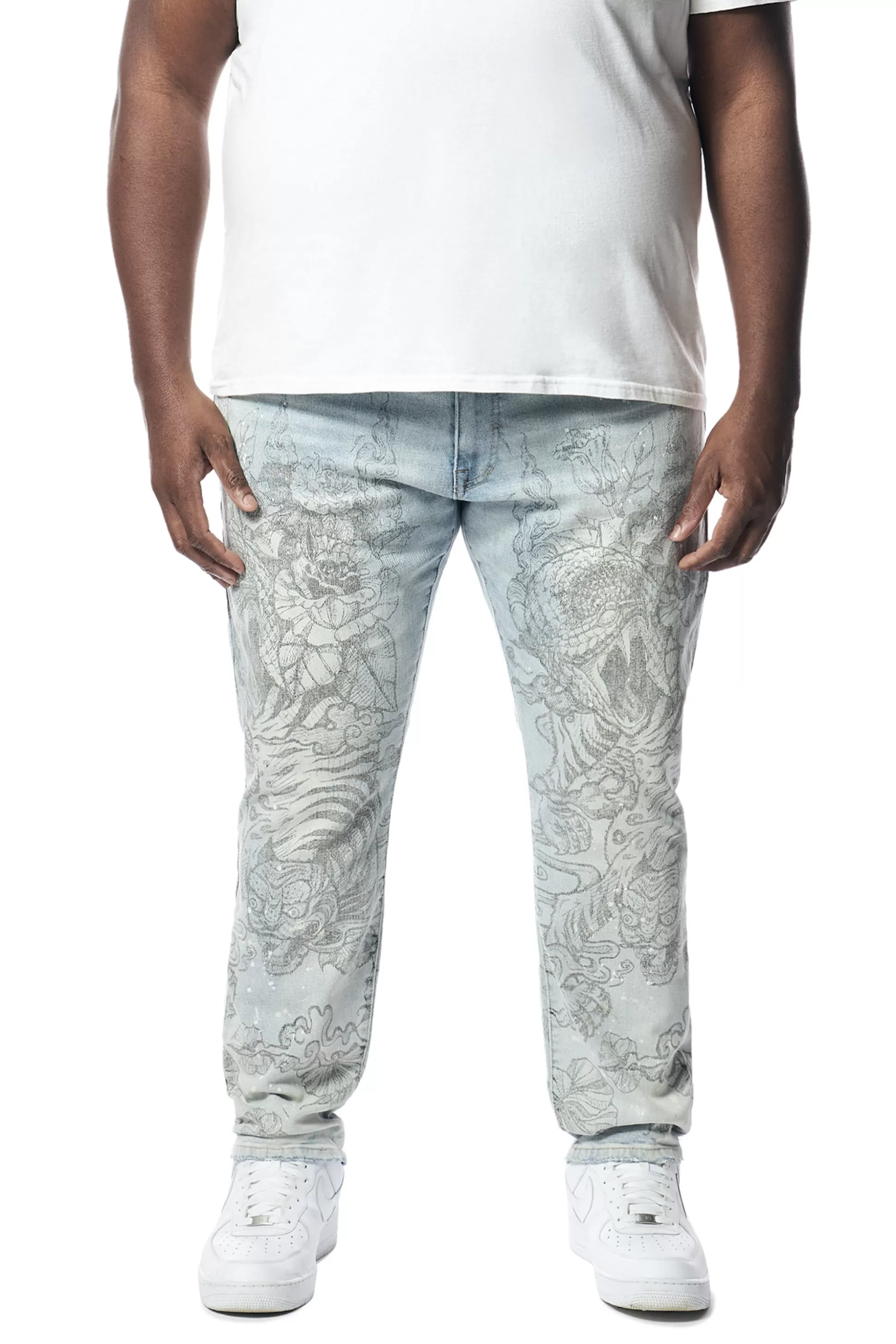 Smoke Rise Big & Tall - Tattoo Slim Fit Denim Jeans Sherman Bl Store