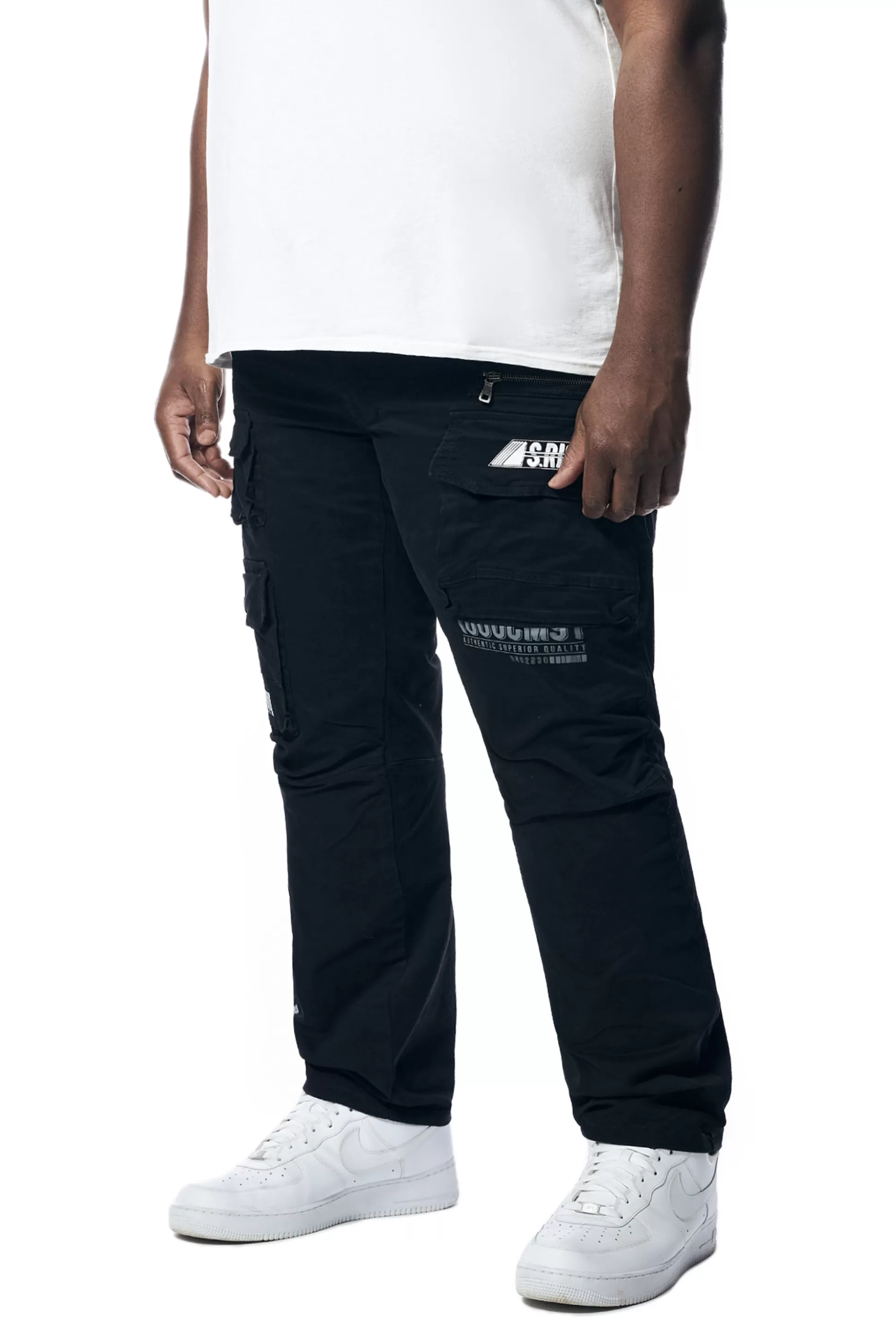 Smoke Rise Big & Tall - Utility Printed Twill Cargo Pants Jet Black Best