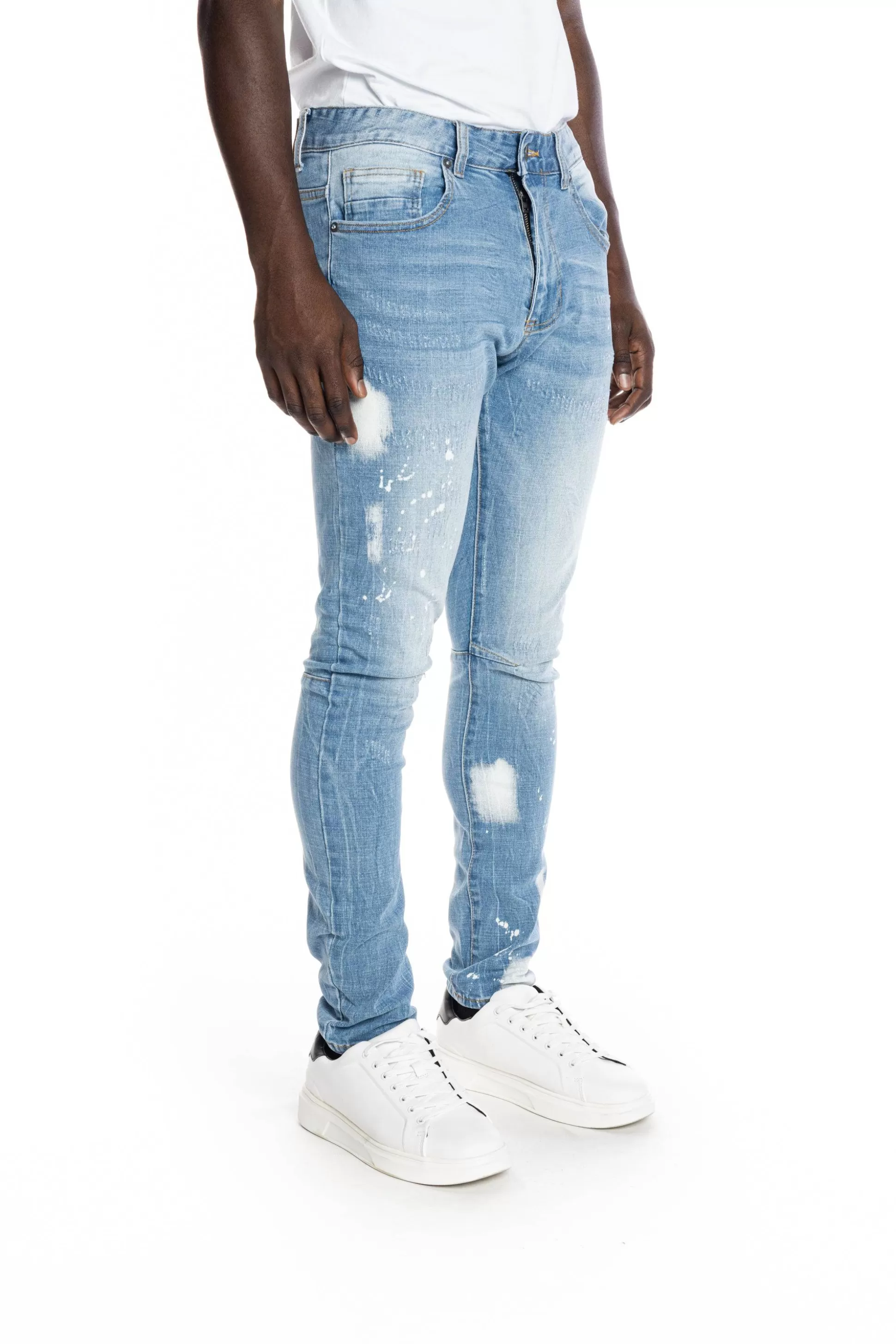 Smoke Rise Bleached Detail Semi Basic Jeans Ocean Blue Store