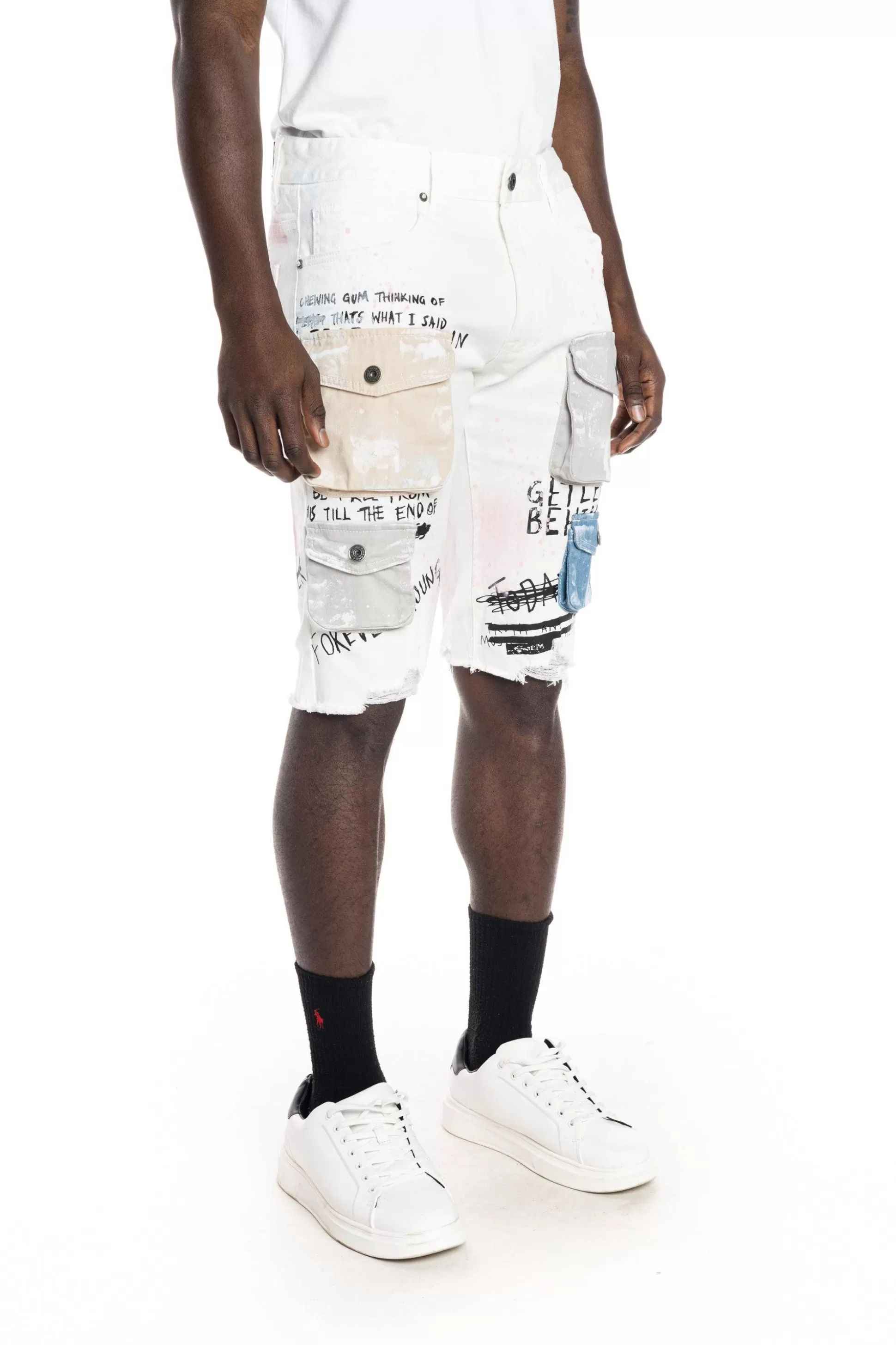 Smoke Rise Colorblock Denim Short Ecru Outlet