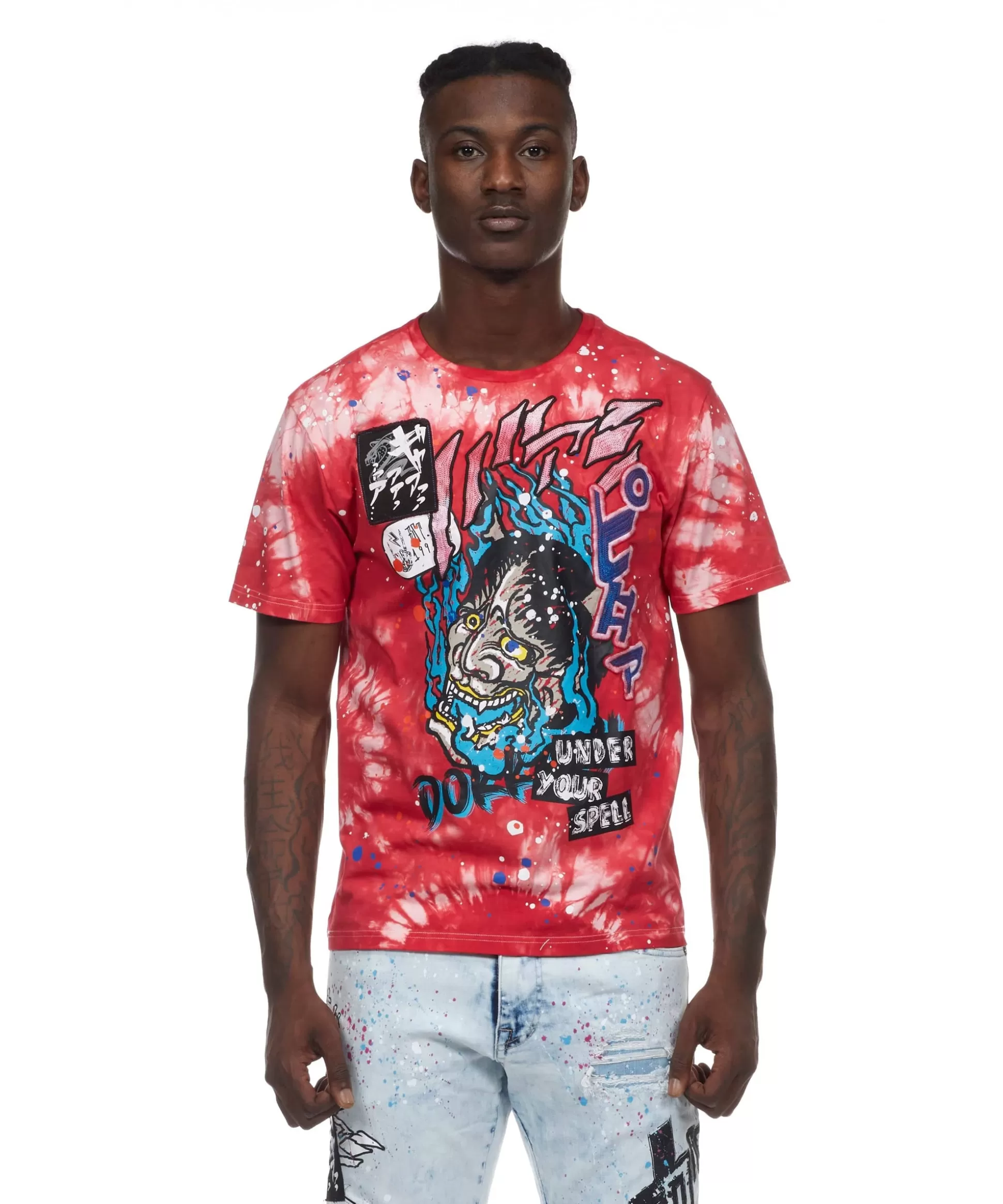 Smoke Rise Demon Tie Dye Tee Red Flash Sale