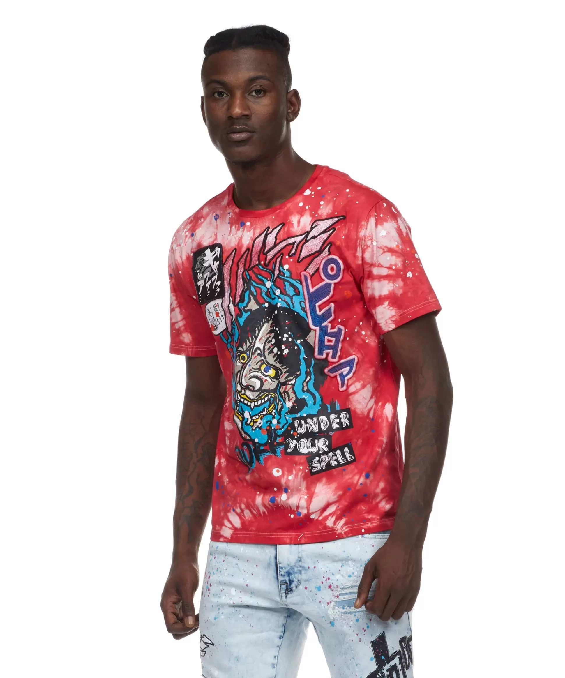 Smoke Rise Demon Tie Dye Tee Red Flash Sale