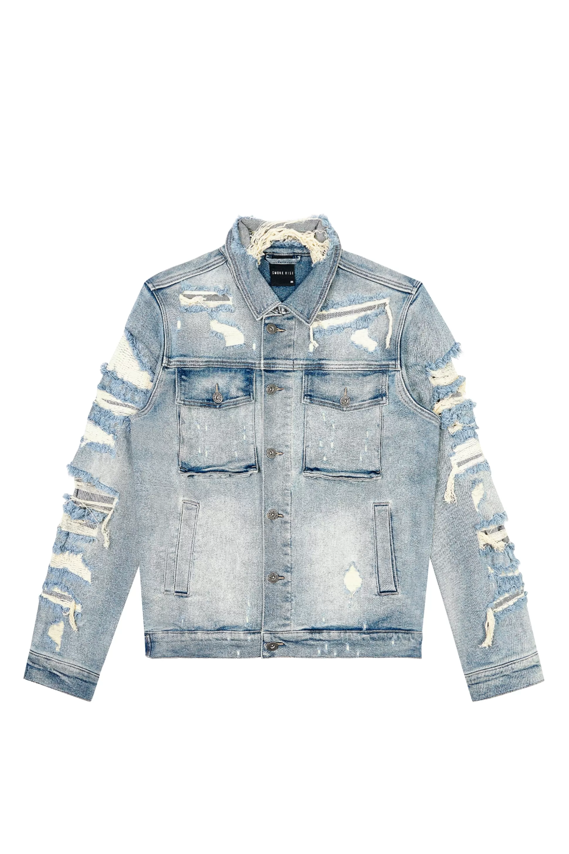 Smoke Rise Distressed Rip & Repair Denim Jacket Suffolk Blue Best