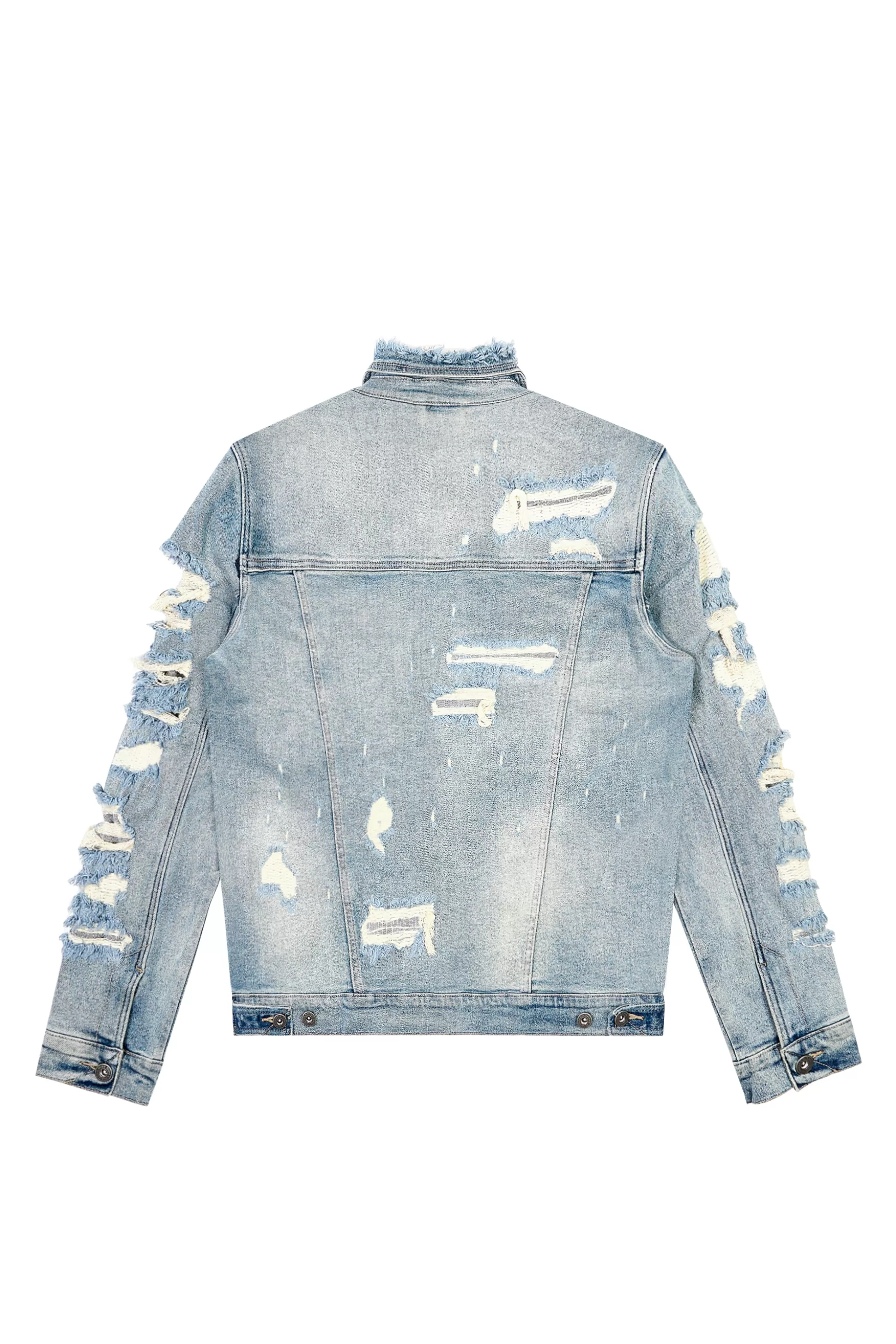 Smoke Rise Distressed Rip & Repair Denim Jacket Suffolk Blue Best