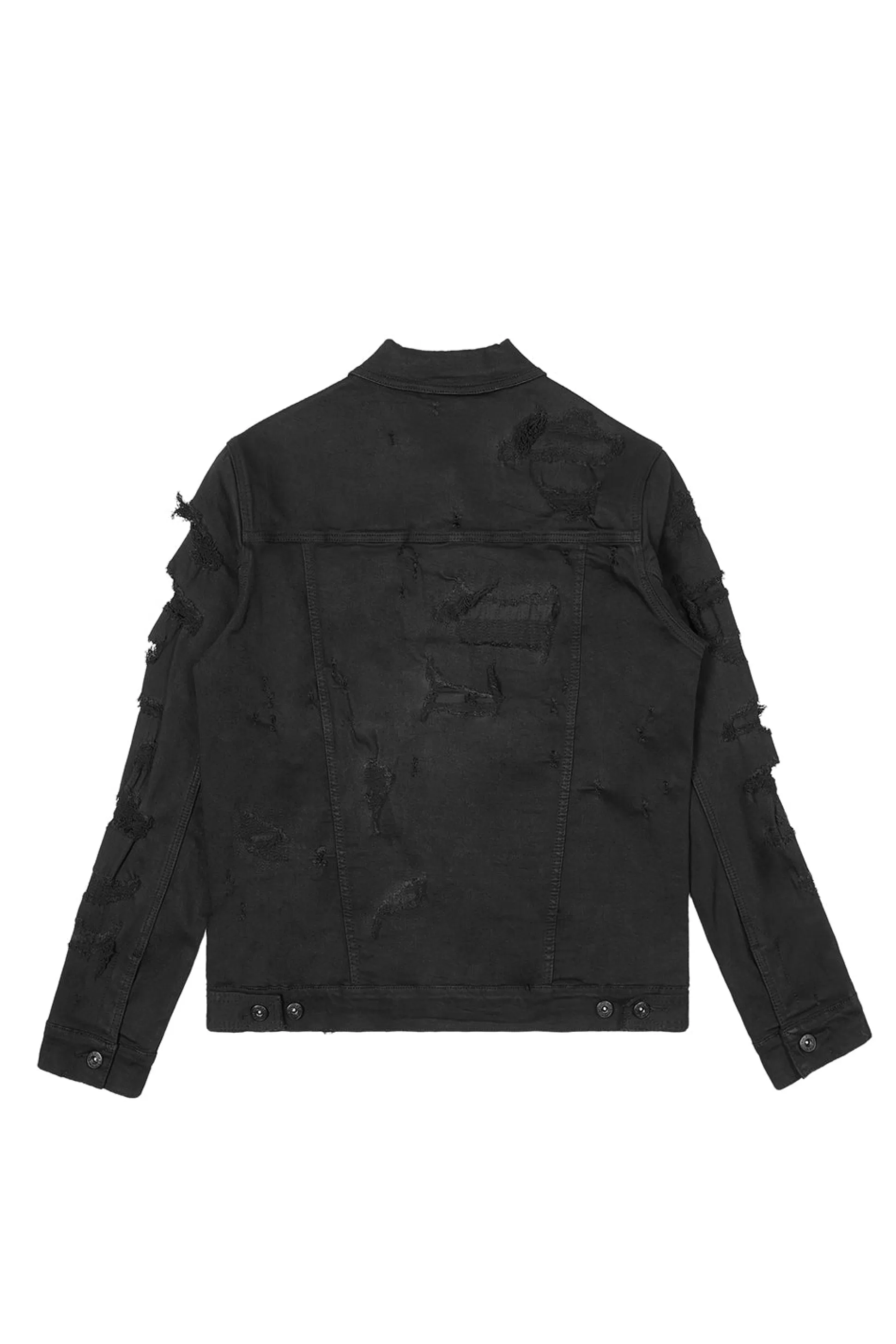 Smoke Rise Distressed Rip & Repair Denim Jacket Jet Black Online