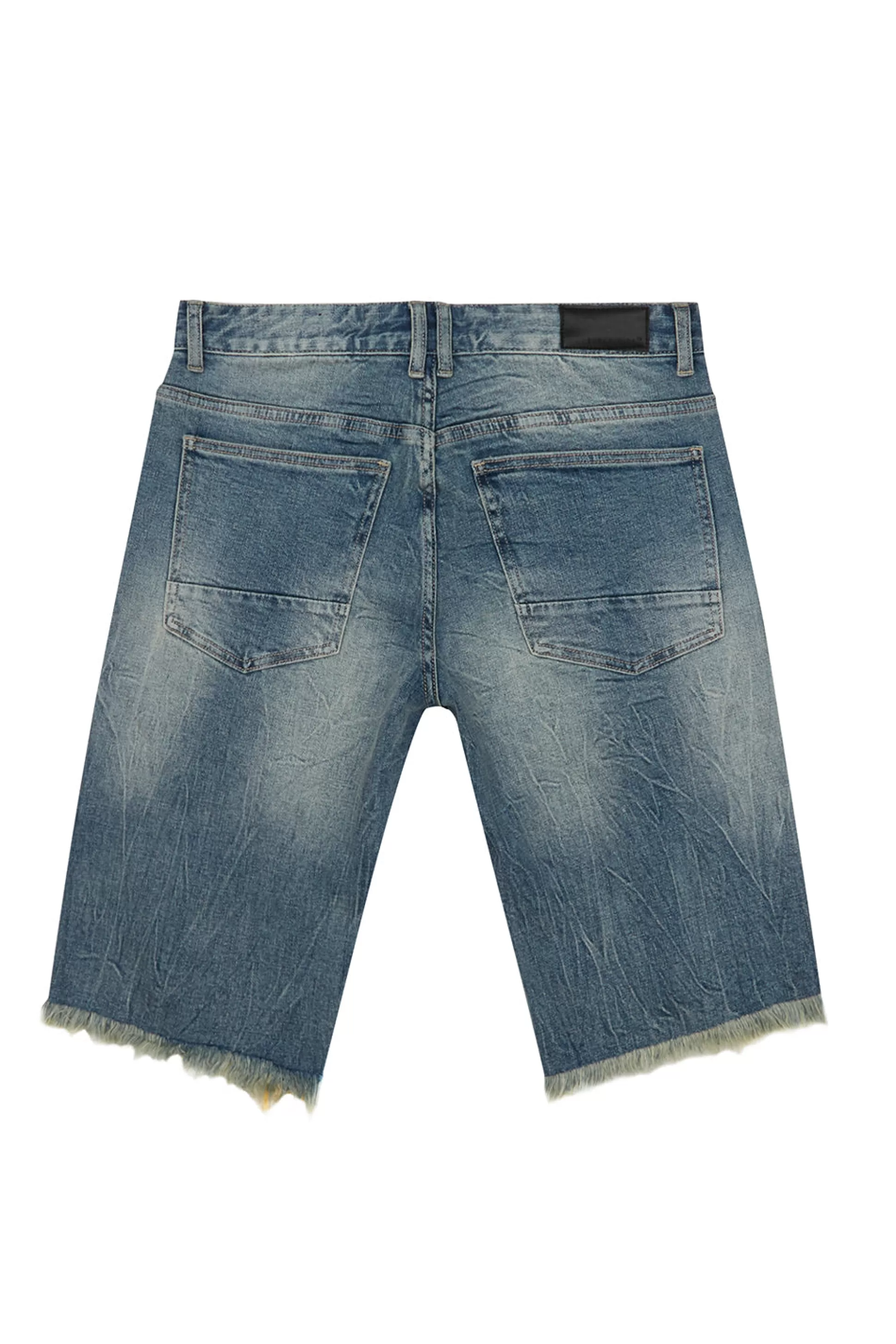 Smoke Rise Distressed Rip & Repair Denim Shorts Marsh Blue Clearance