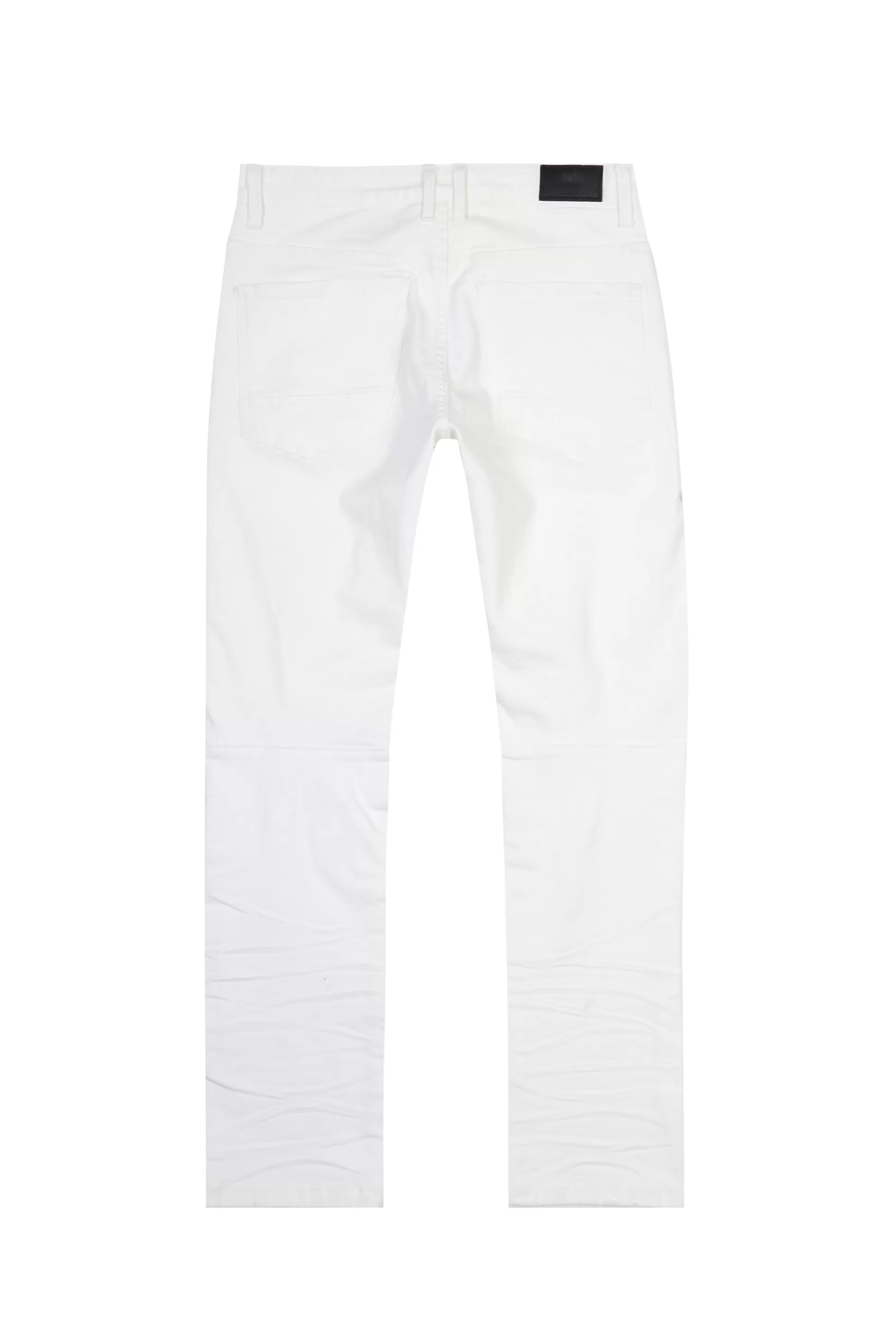 Smoke Rise Distressed Rip & Repair Slim Tapered Denim Jeans White Sale