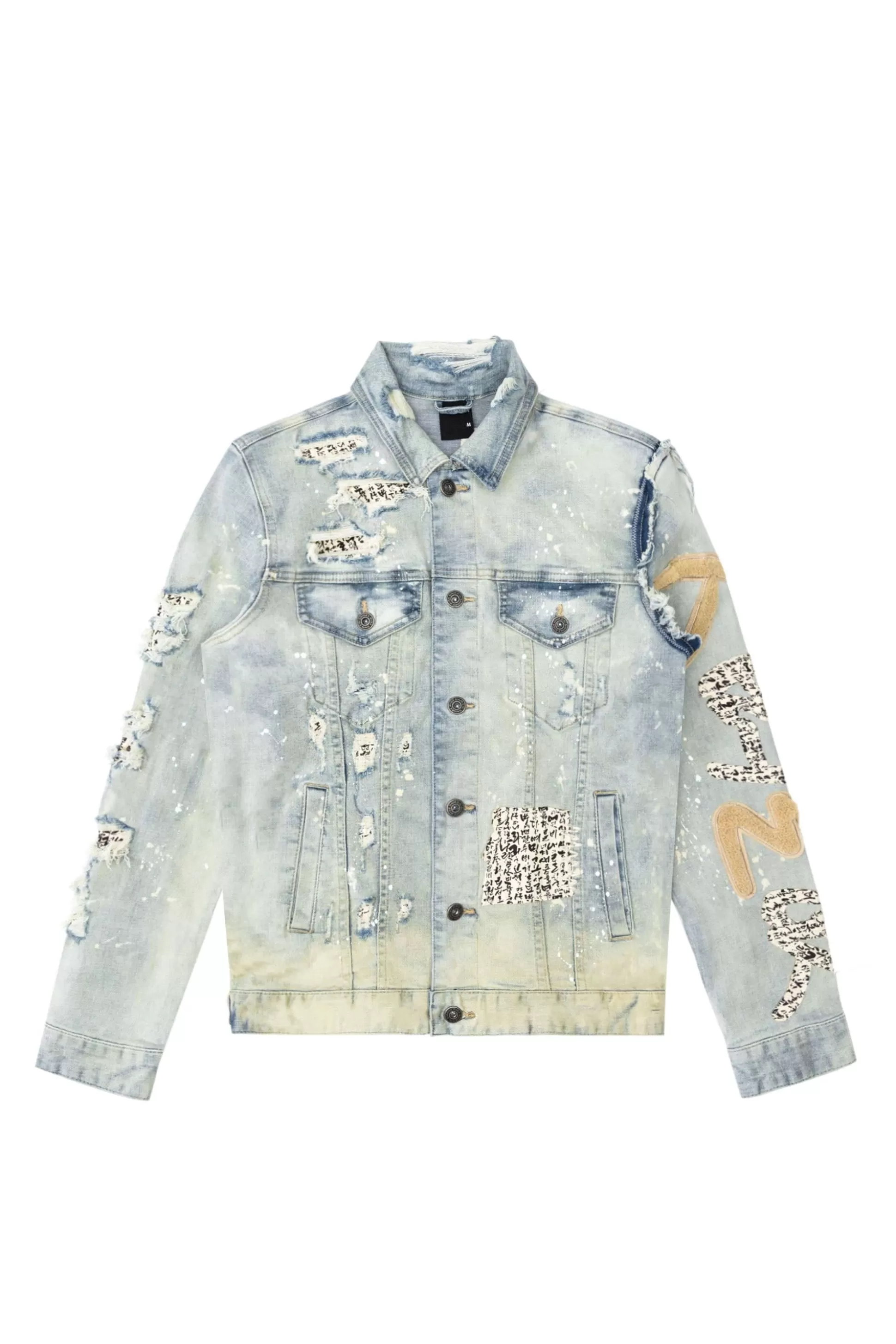 Smoke Rise Doodle Denim Jacket Ombre Blue Hot