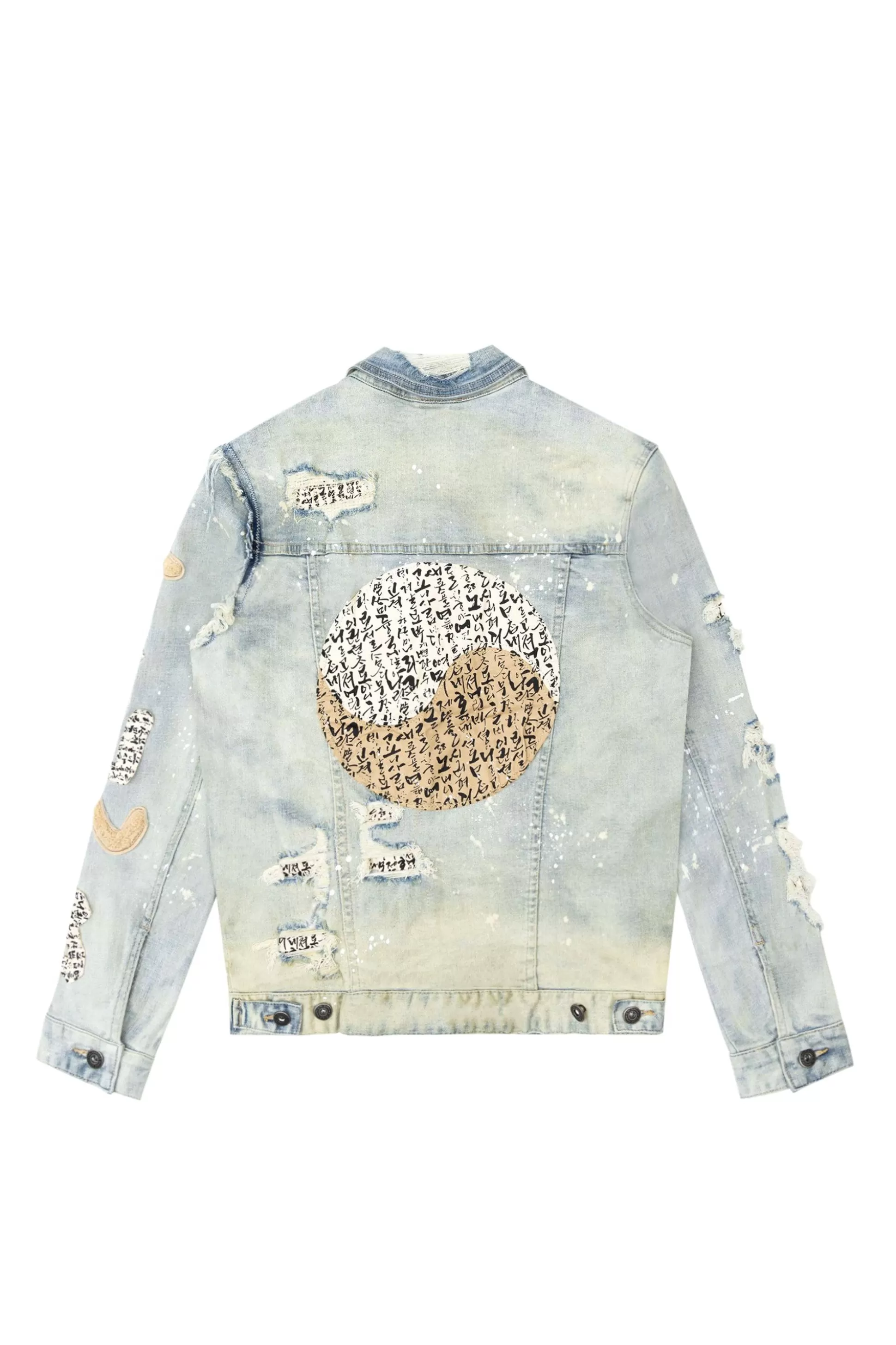 Smoke Rise Doodle Denim Jacket Ombre Blue Hot