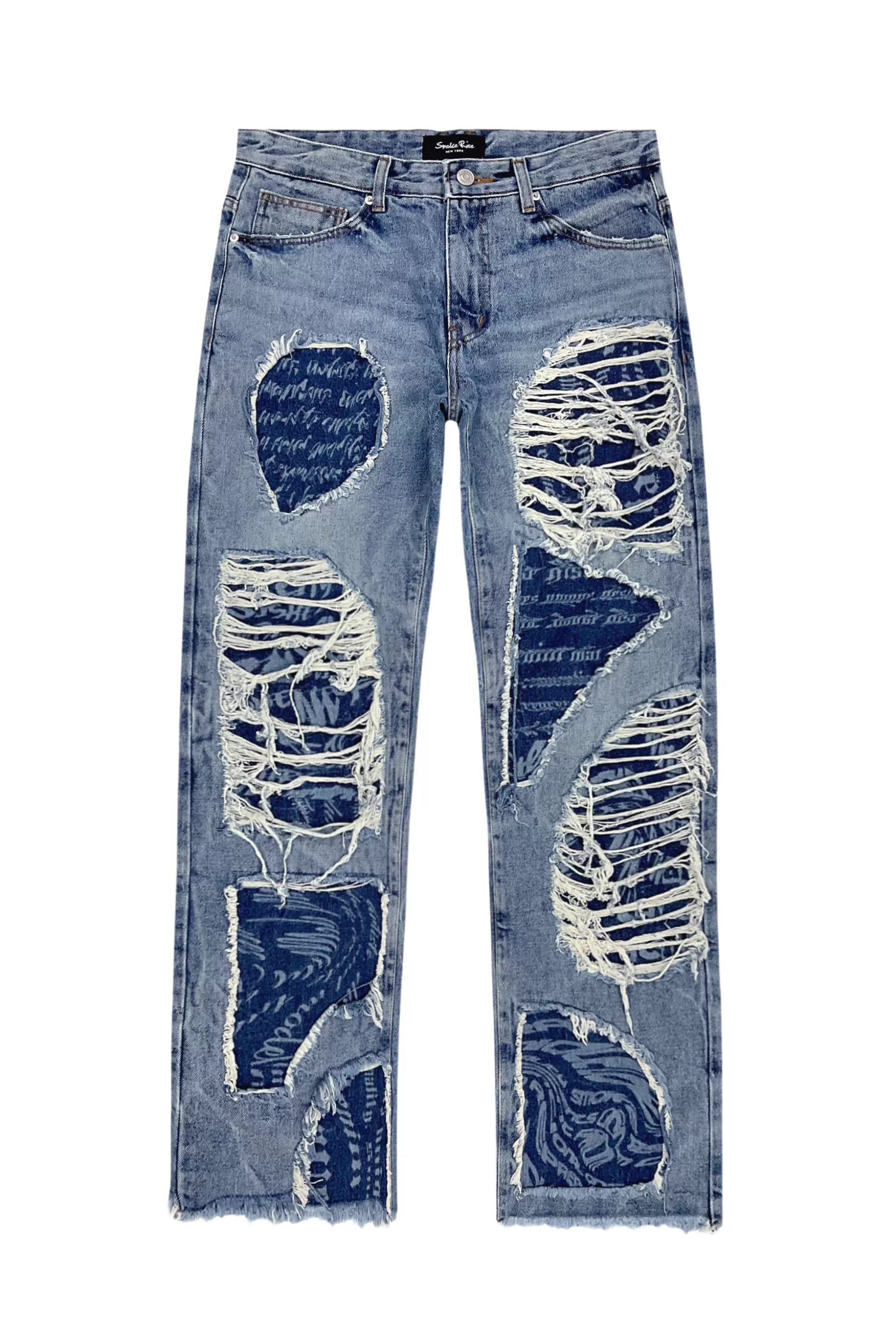 Smoke Rise Doodling Cut Denim Pants Intense Blue Shop