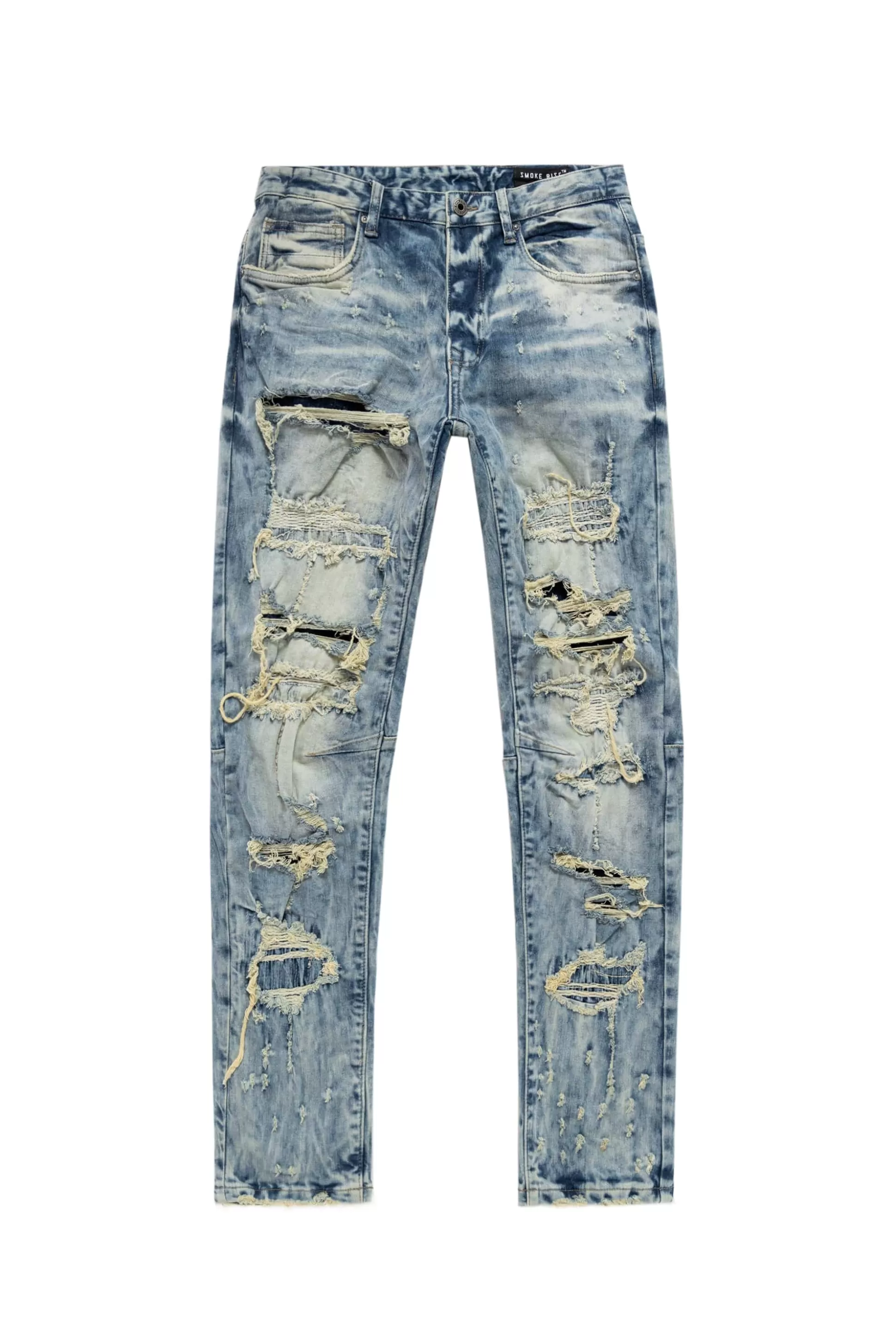 Smoke Rise Double Layered Heavy Rip & Repair Jeans Teaneck Blue Sale