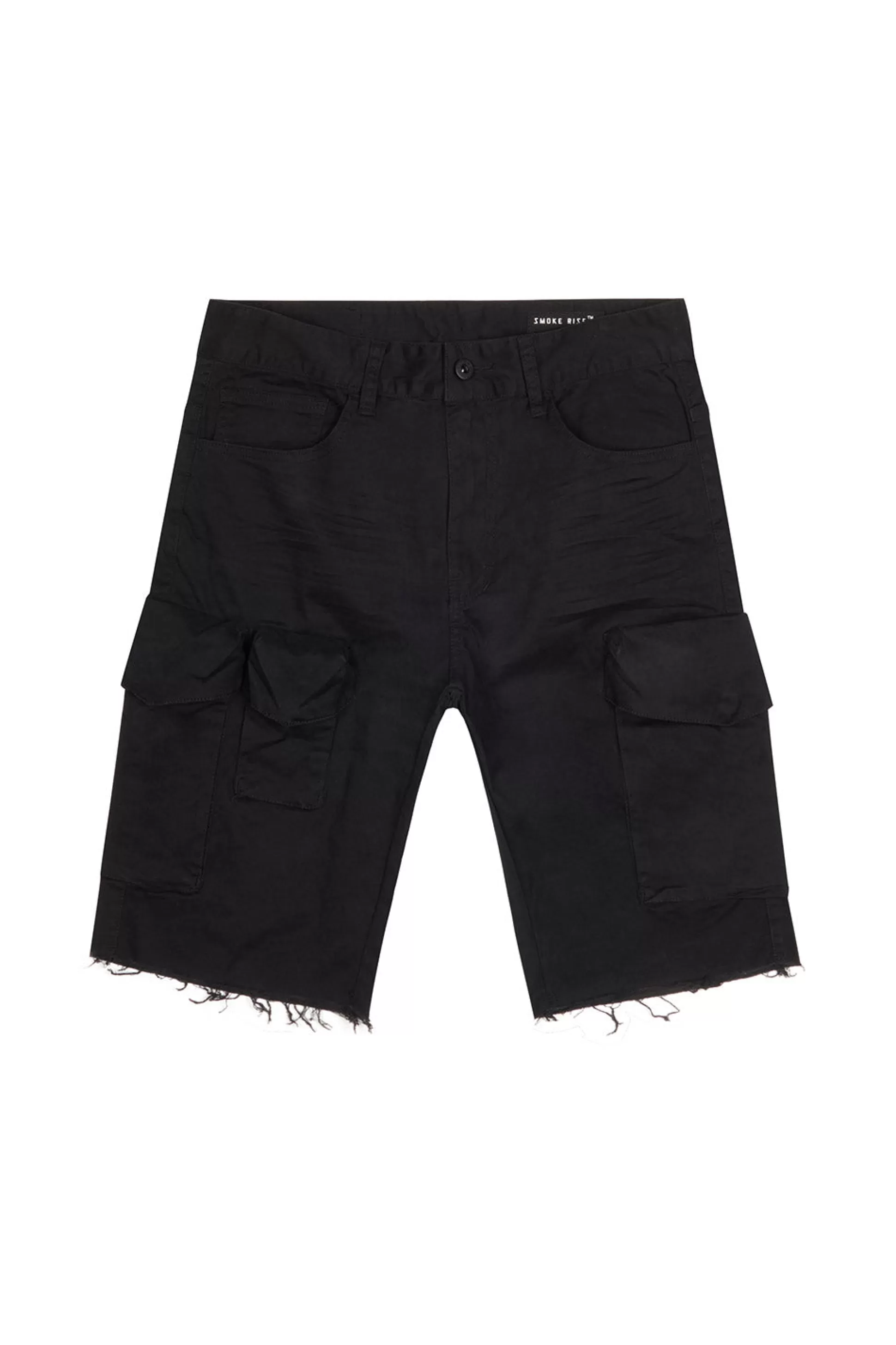 Smoke Rise Garment Washed Twill Cargo Shorts Black Cheap