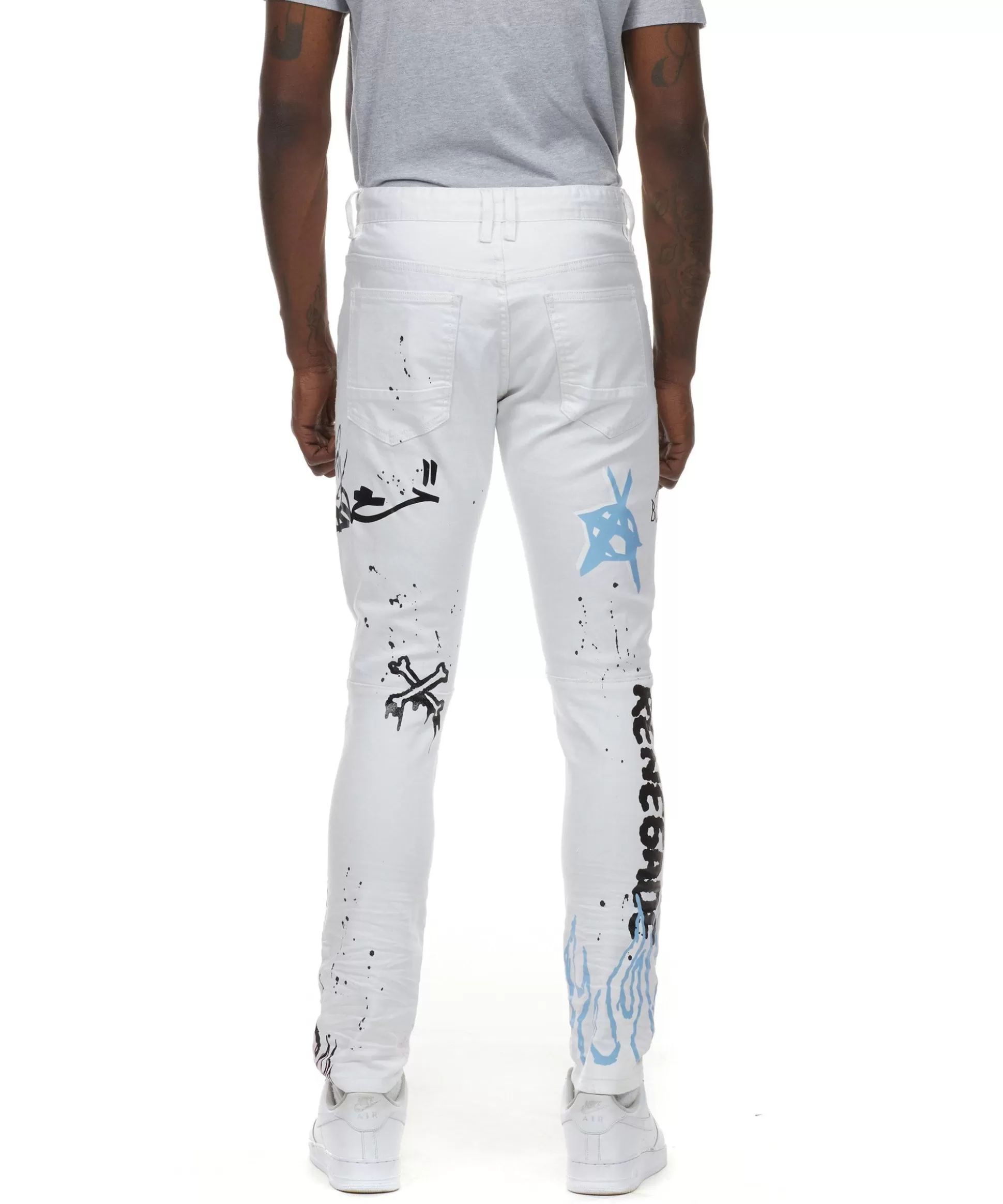 Smoke Rise Graffiti Twill Pants White Clearance