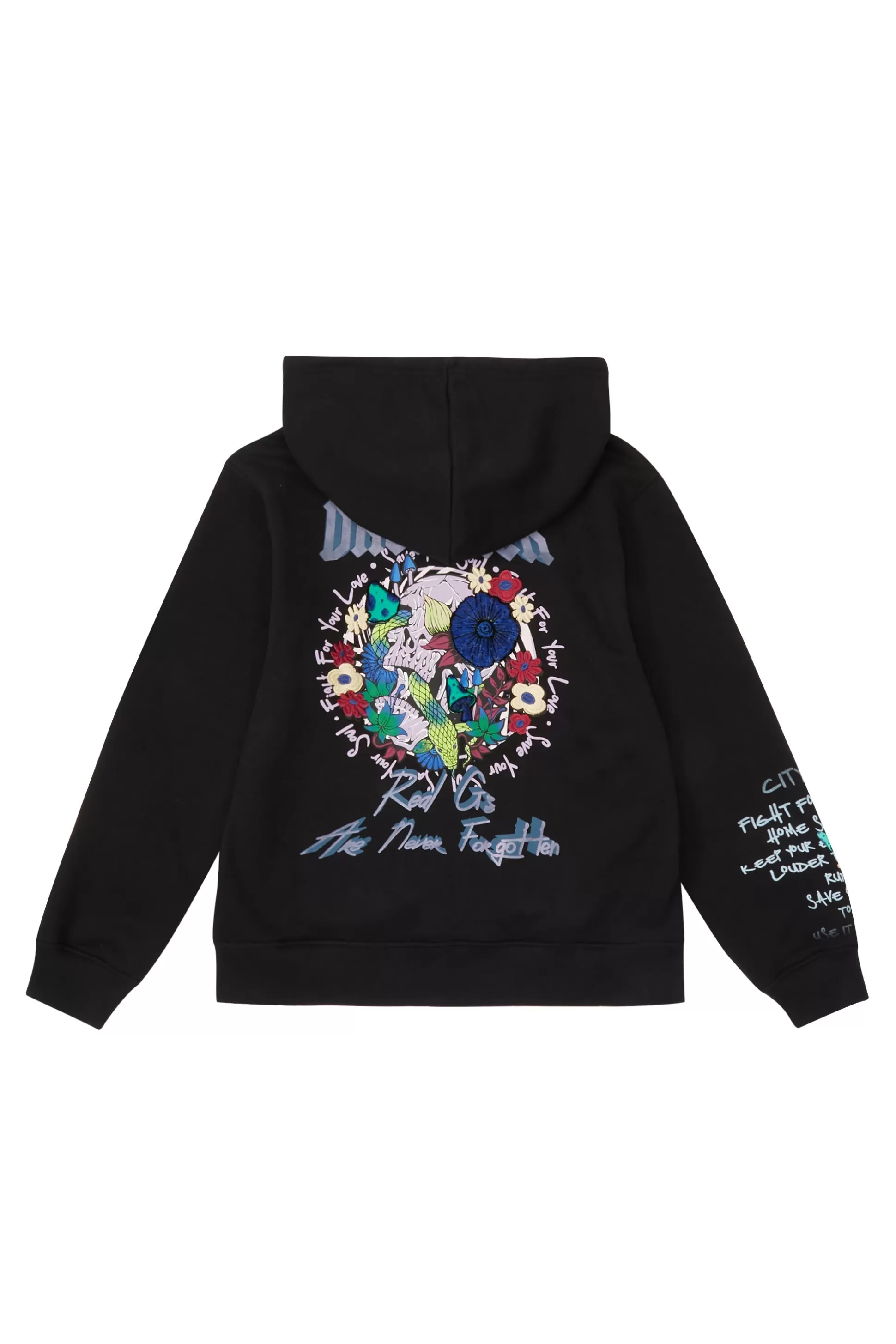 Smoke Rise Graphic Zip Up Fleece Hoodie Black Best