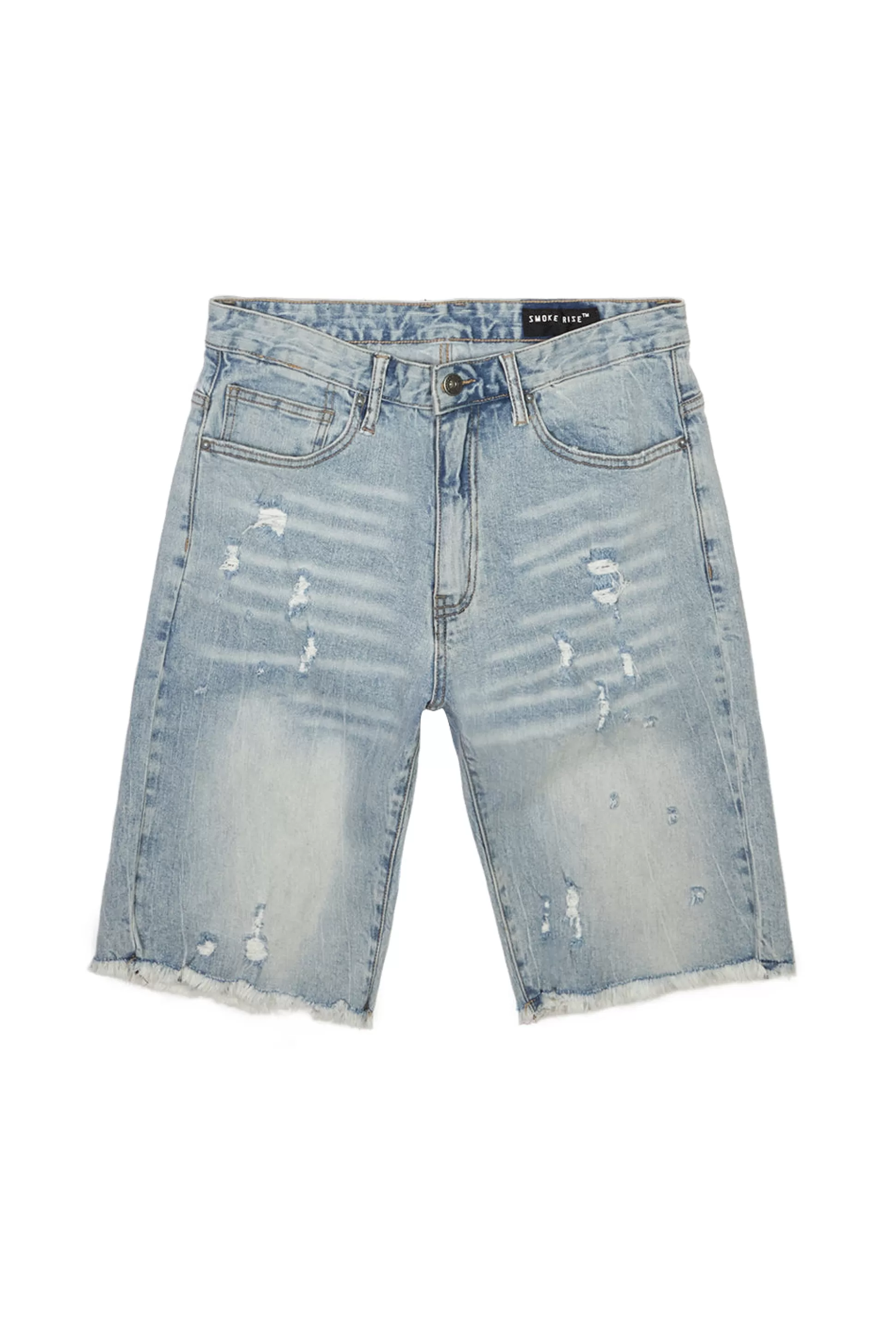 Smoke Rise Gun Shot & Grinding Effects Jean Shorts Natick Blue Store