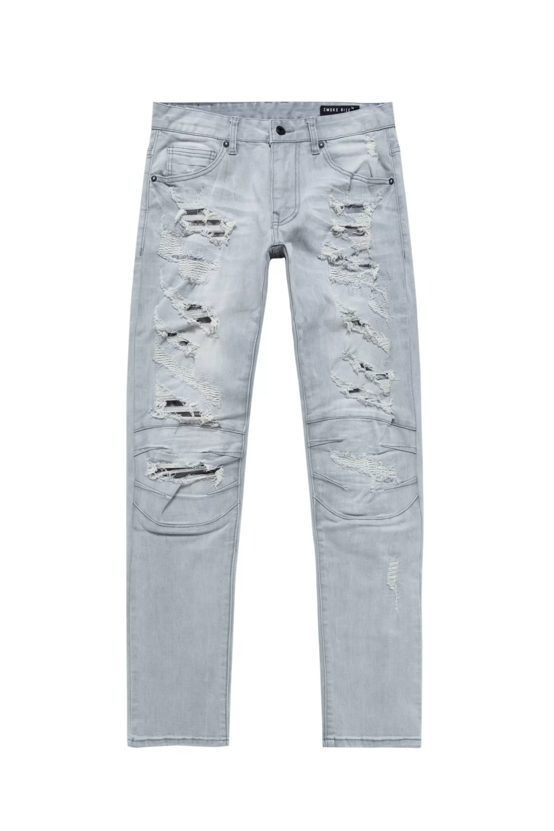 Smoke Rise Heavy Rip & Repair Jean Light Grey Outlet