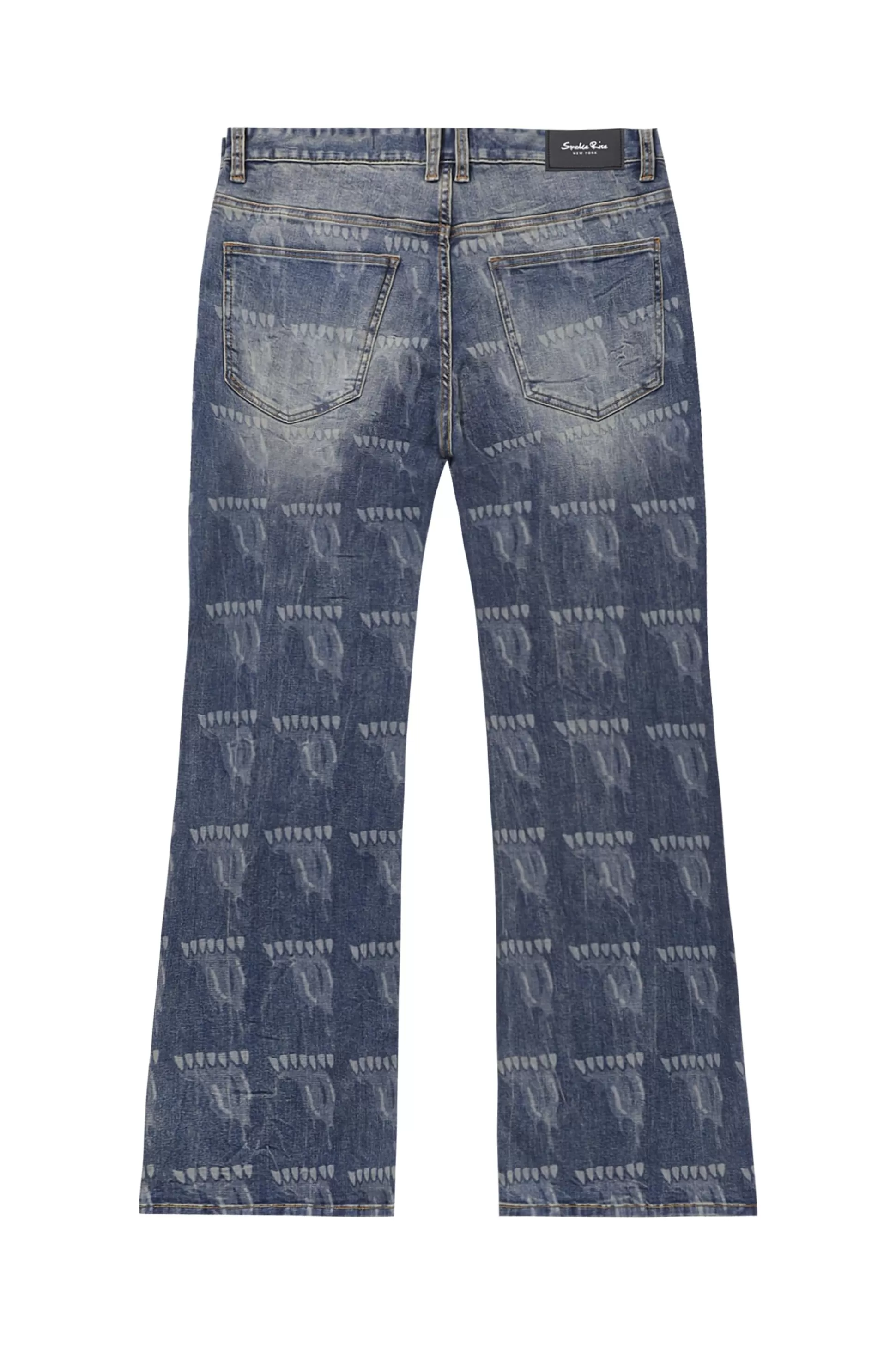 Smoke Rise Laser Printed Denim Pants Laser Blue Clearance