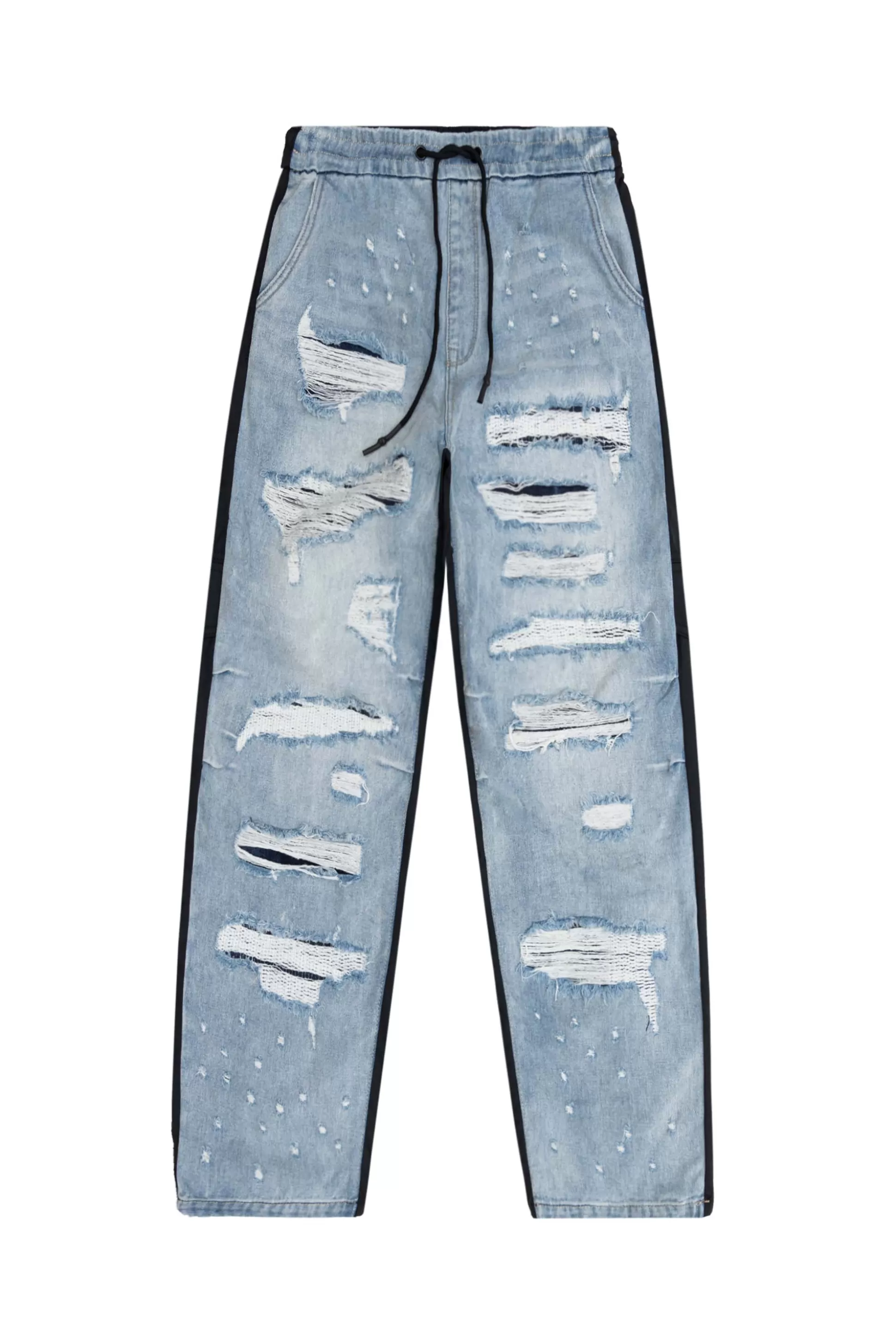 Smoke Rise Mixed Media Fashion Denim Joggers California Blue Online