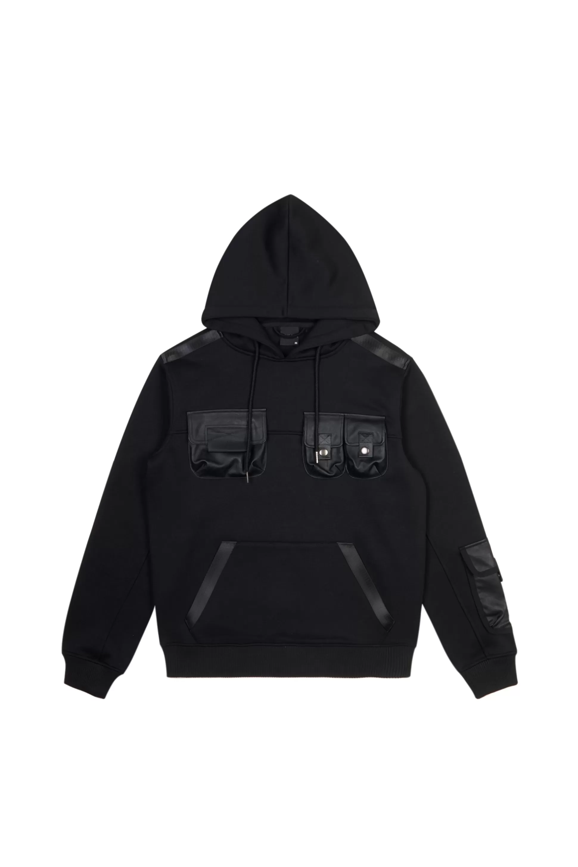 Smoke Rise Mixed Media Utility Fleece Hoodie Black Hot