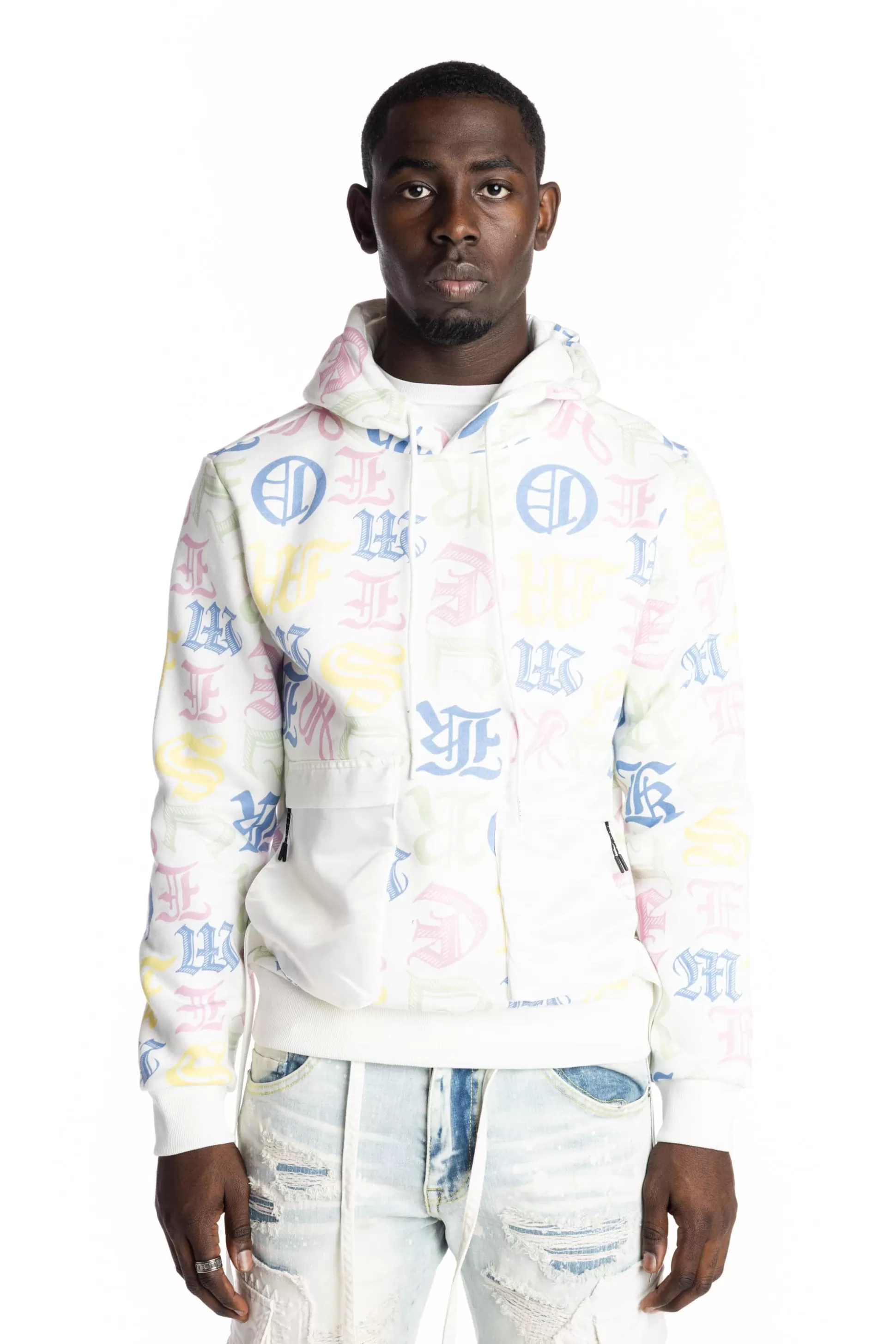 Smoke Rise Monogram Fashion Hoodie White/Multi Cheap