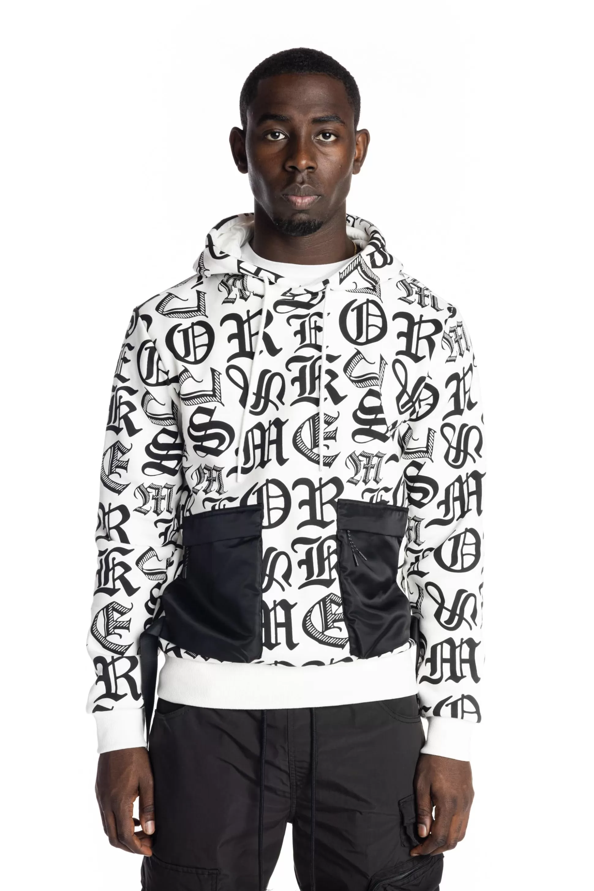 Smoke Rise Monogram Fashion Hoodie Wh/Bk Best