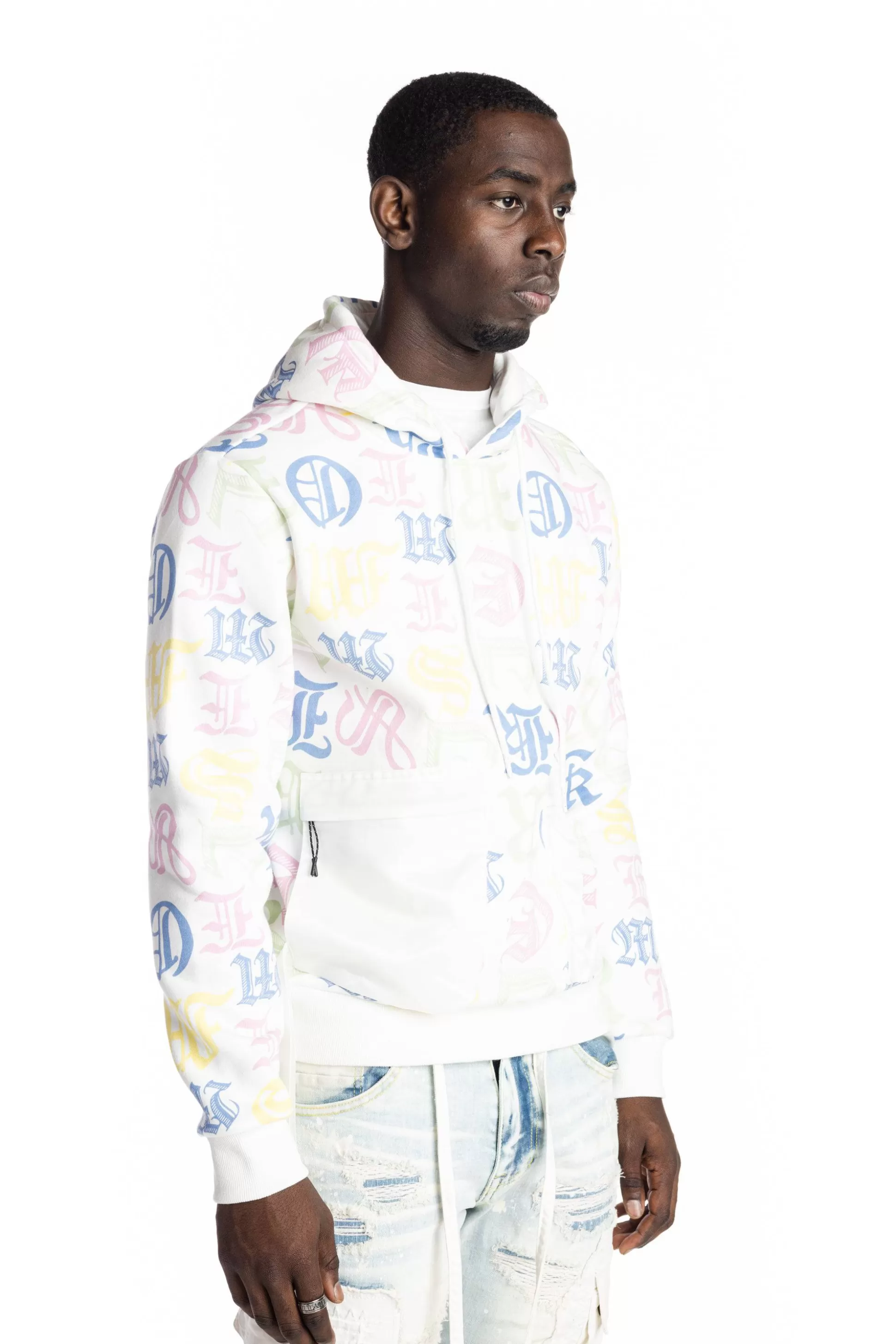 Smoke Rise Monogram Fashion Hoodie White/Multi Cheap