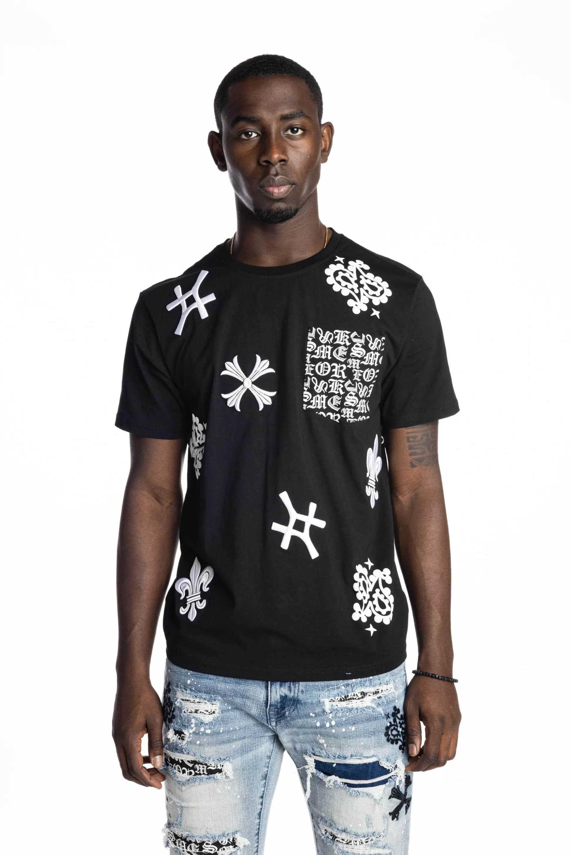 Smoke Rise Monogram Fashion Tee Black Outlet