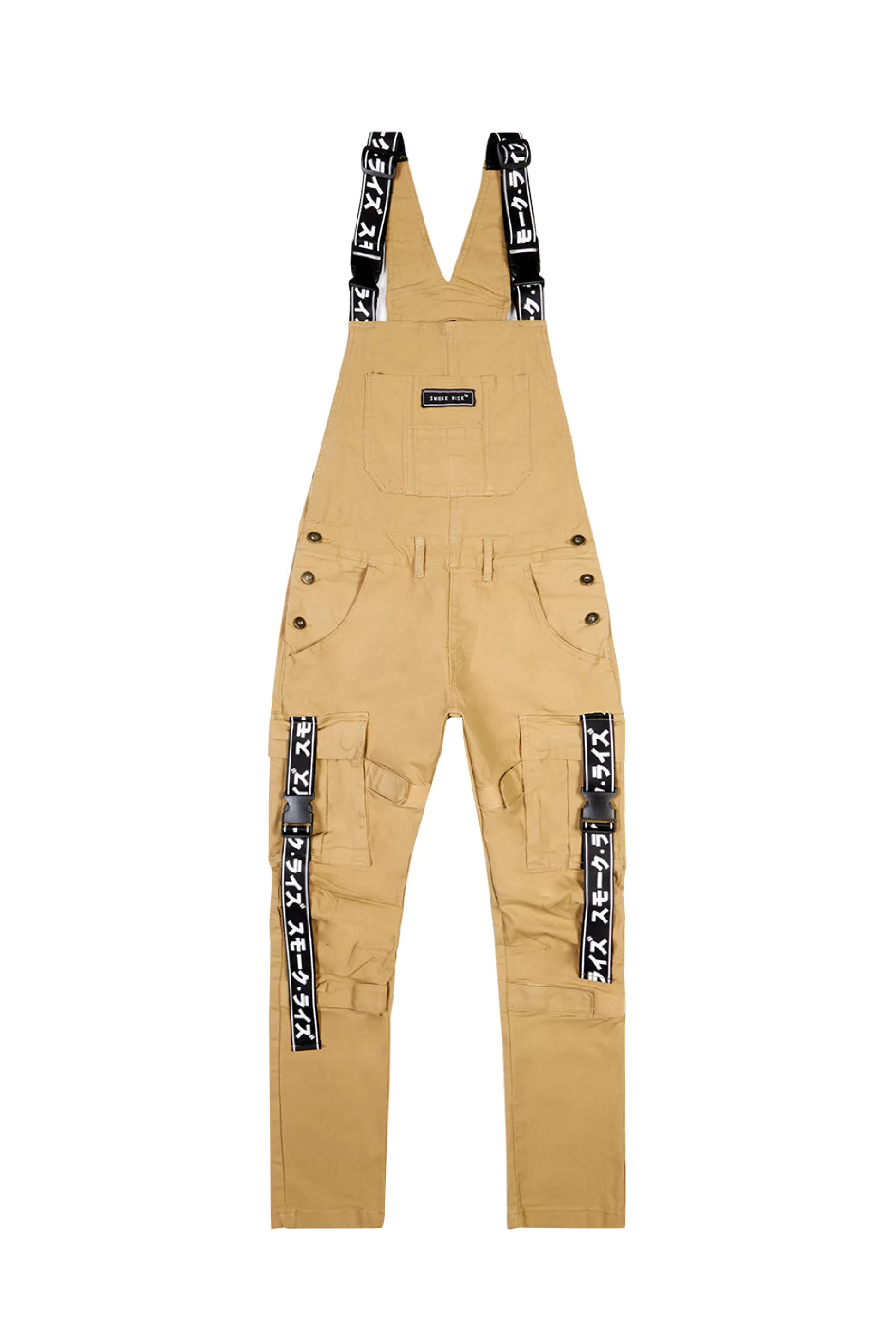 Smoke Rise Multi Cargo Fashion Twill Overalls Khaki Outlet