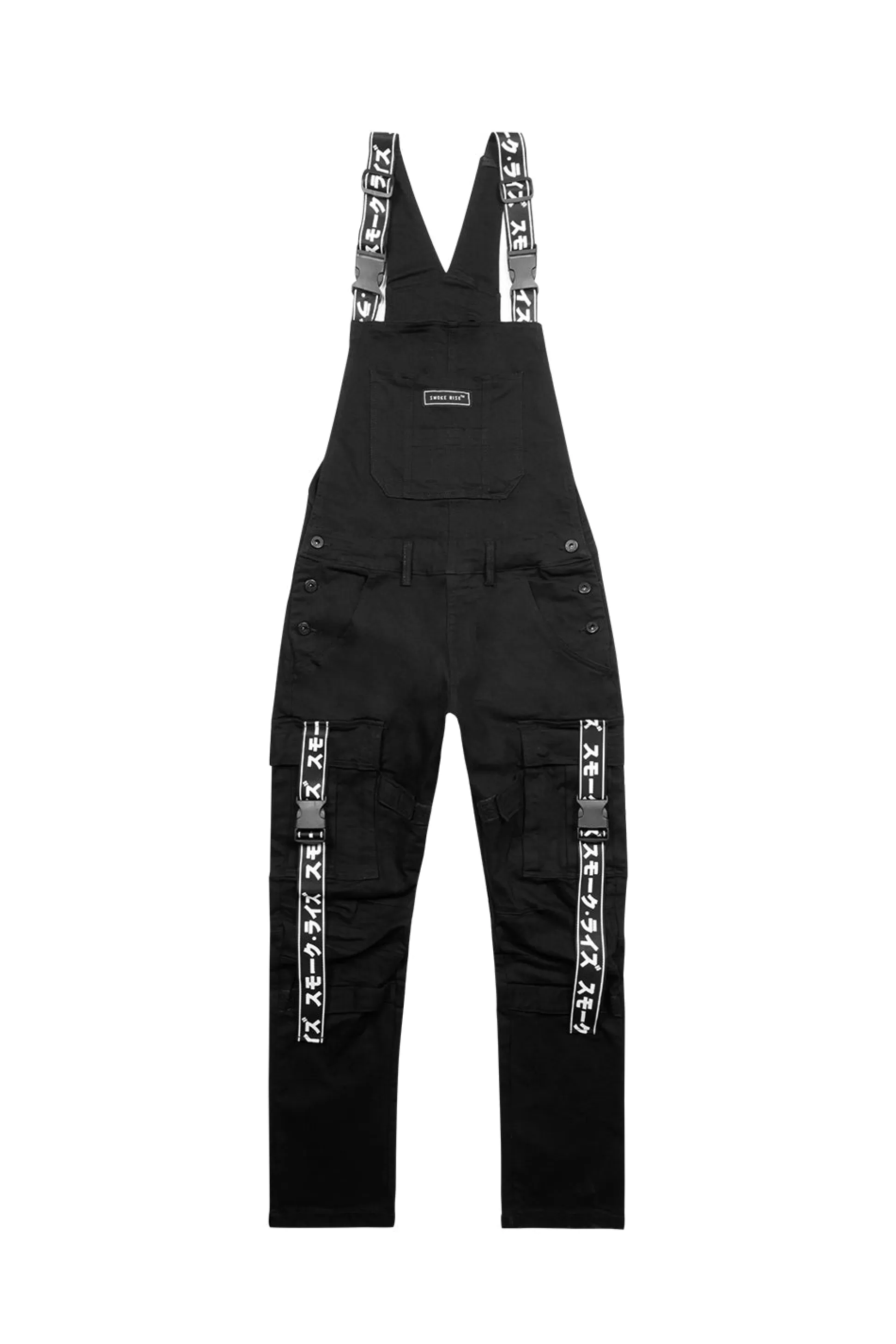 Smoke Rise Multi Cargo Fashion Twill Overalls Black Store