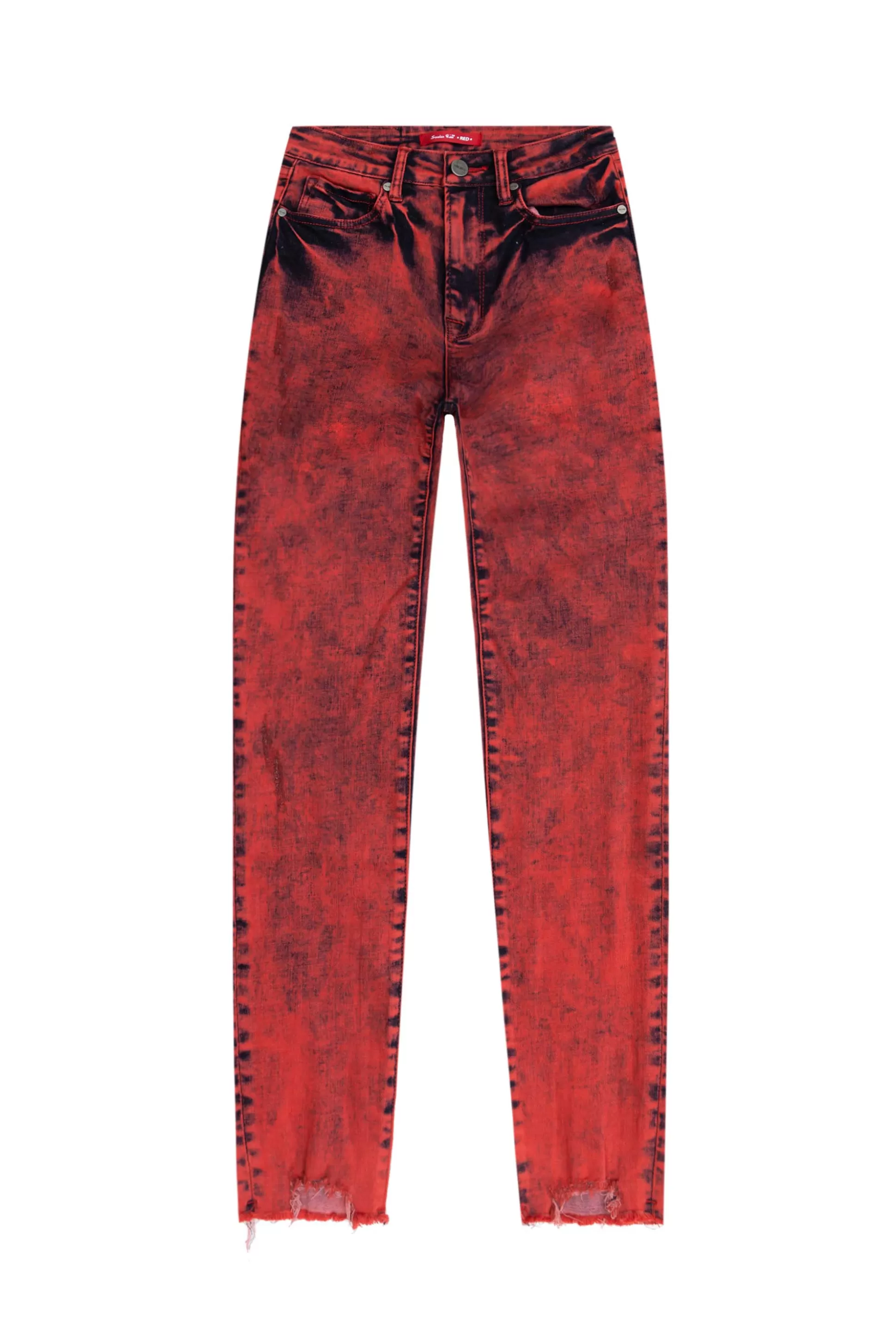 Smoke Rise Over Dyed Fashion Denim Pants Retro Red Store