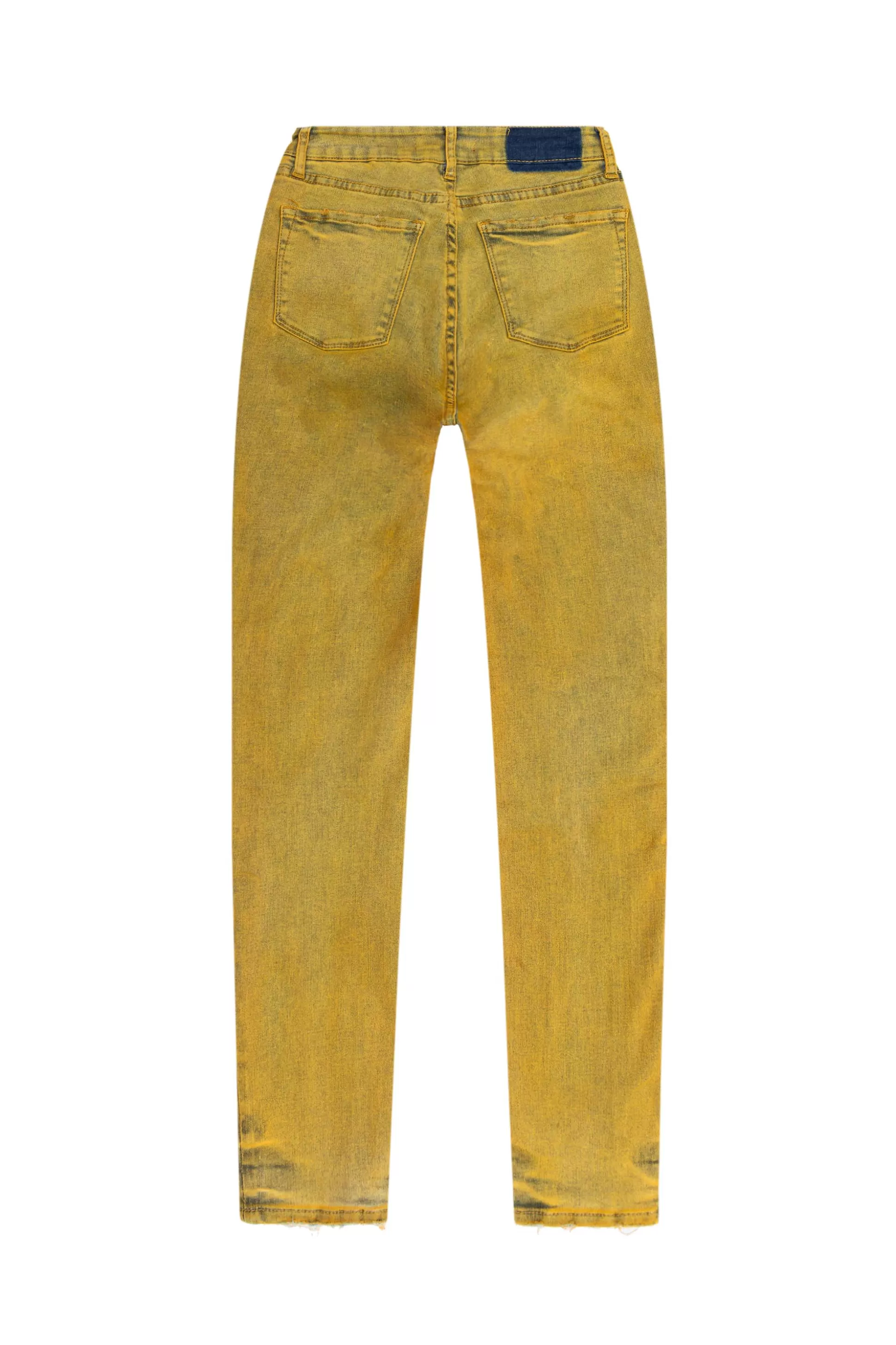 Smoke Rise Over Spray Fashion Denim Pants Yellow Hot