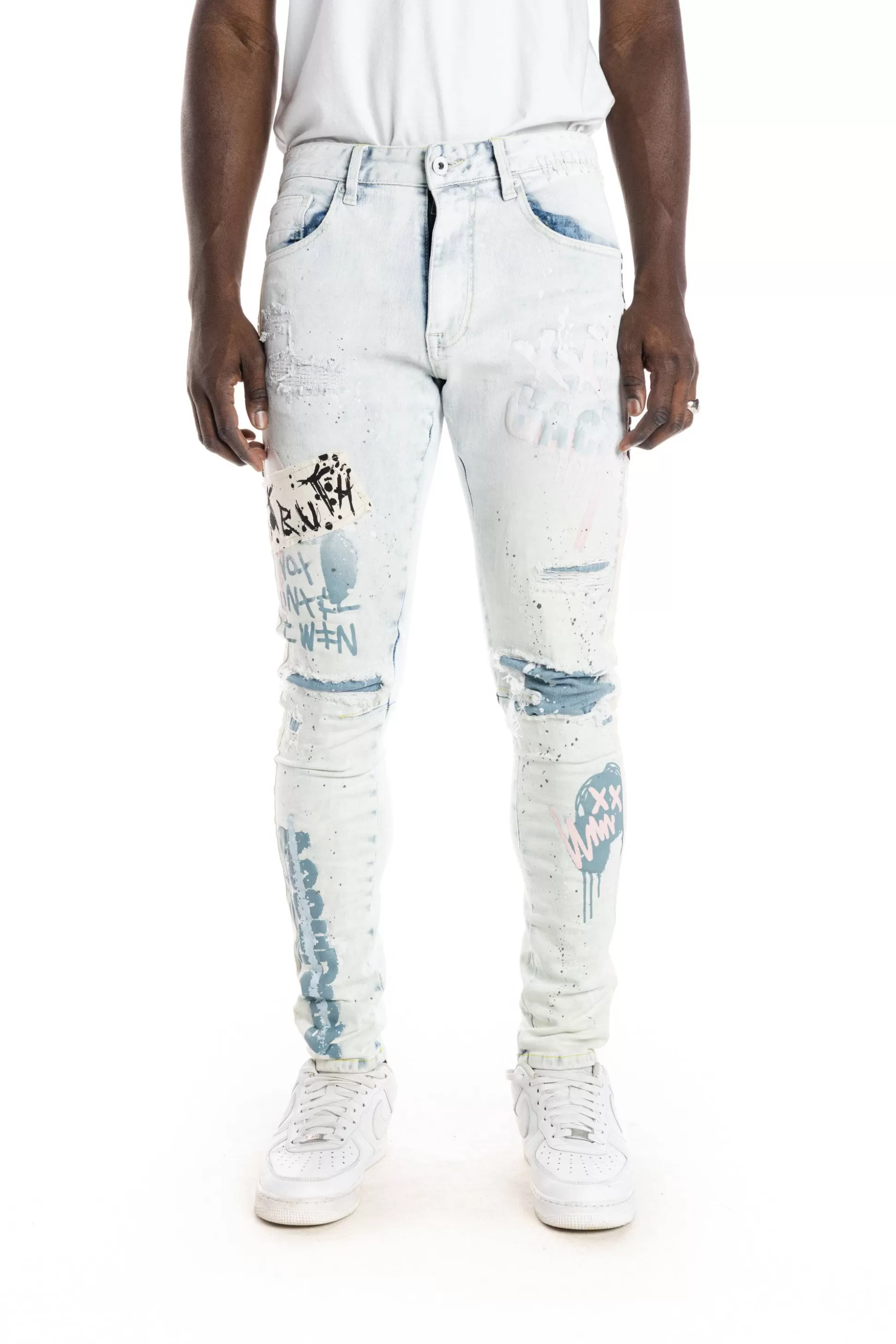 Smoke Rise Overspray Fashion Jeans Opaque Blue Online