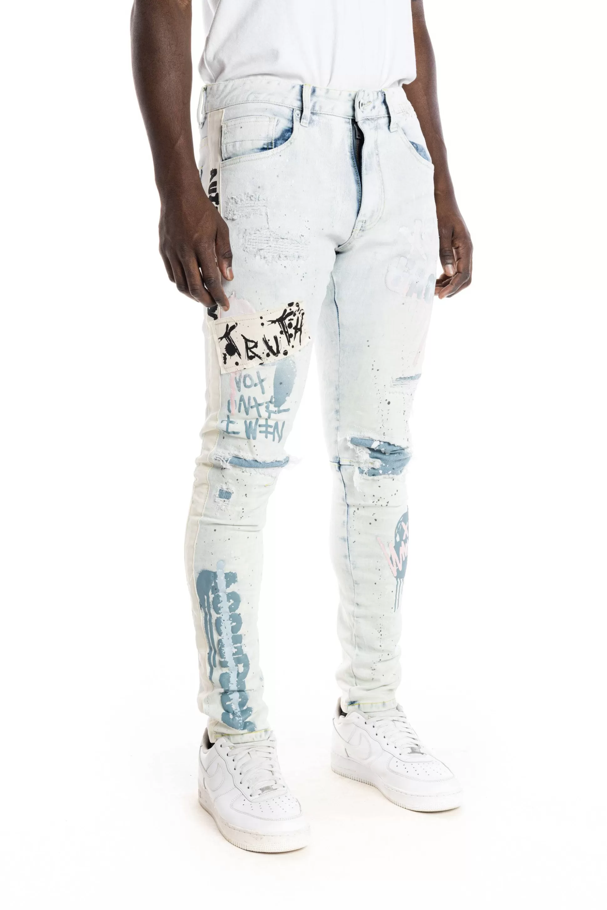 Smoke Rise Overspray Fashion Jeans Opaque Blue Online