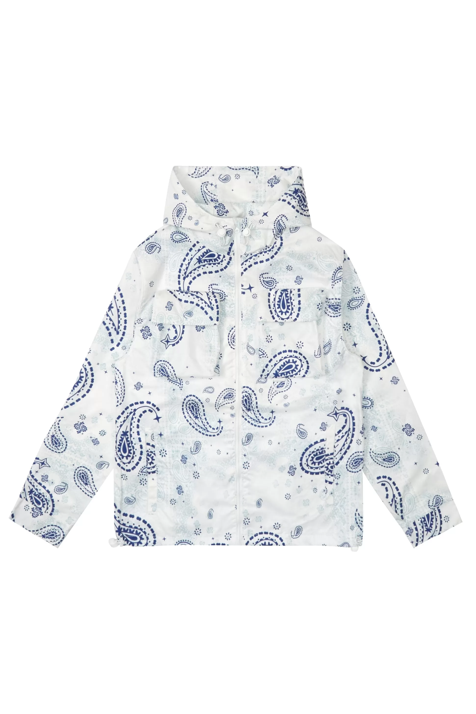 Smoke Rise Paisley Full Zip Windbreaker Jacket Blue Fashion