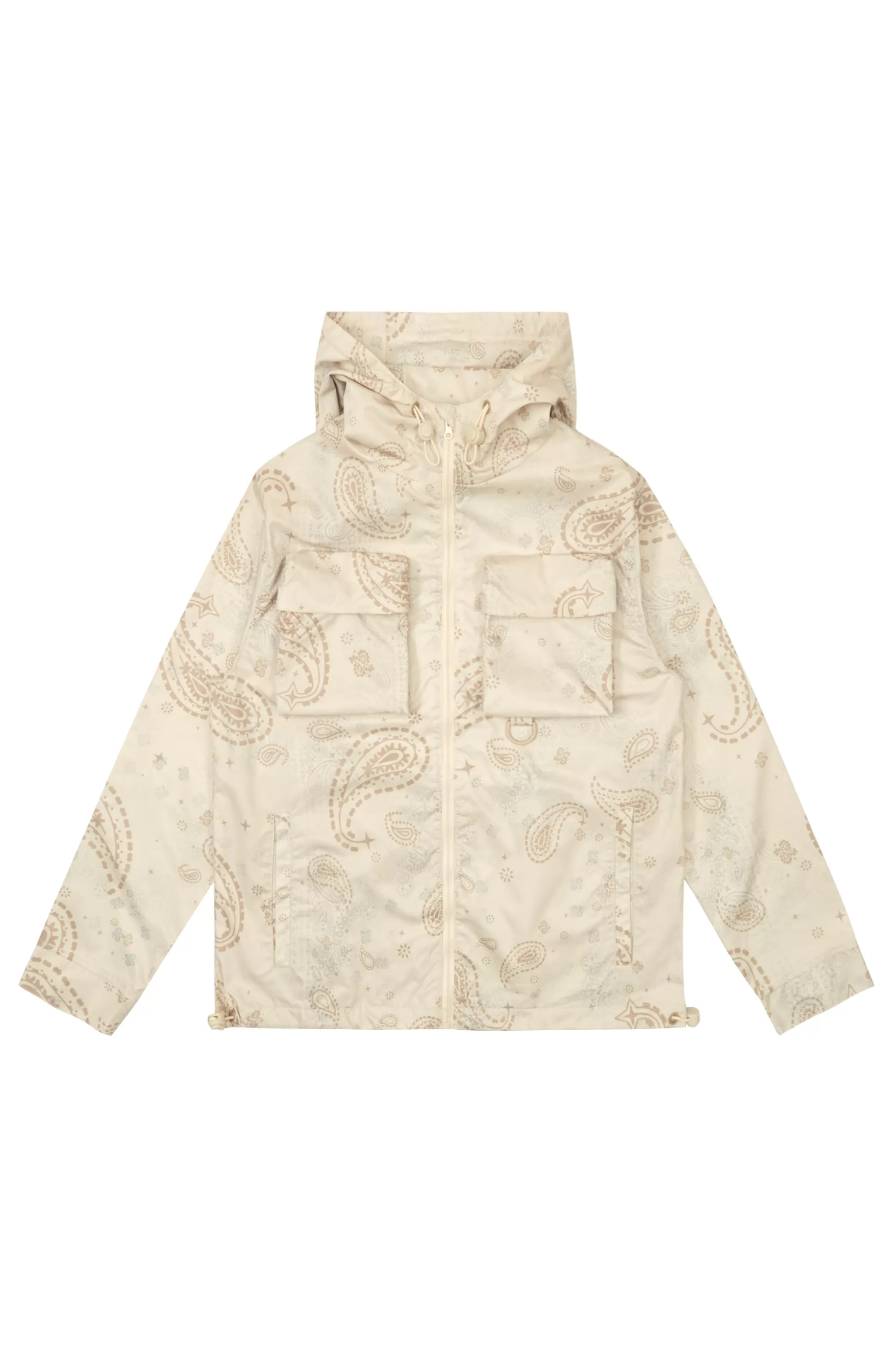 Smoke Rise Paisley Full Zip Windbreaker Jacket Latte Hot