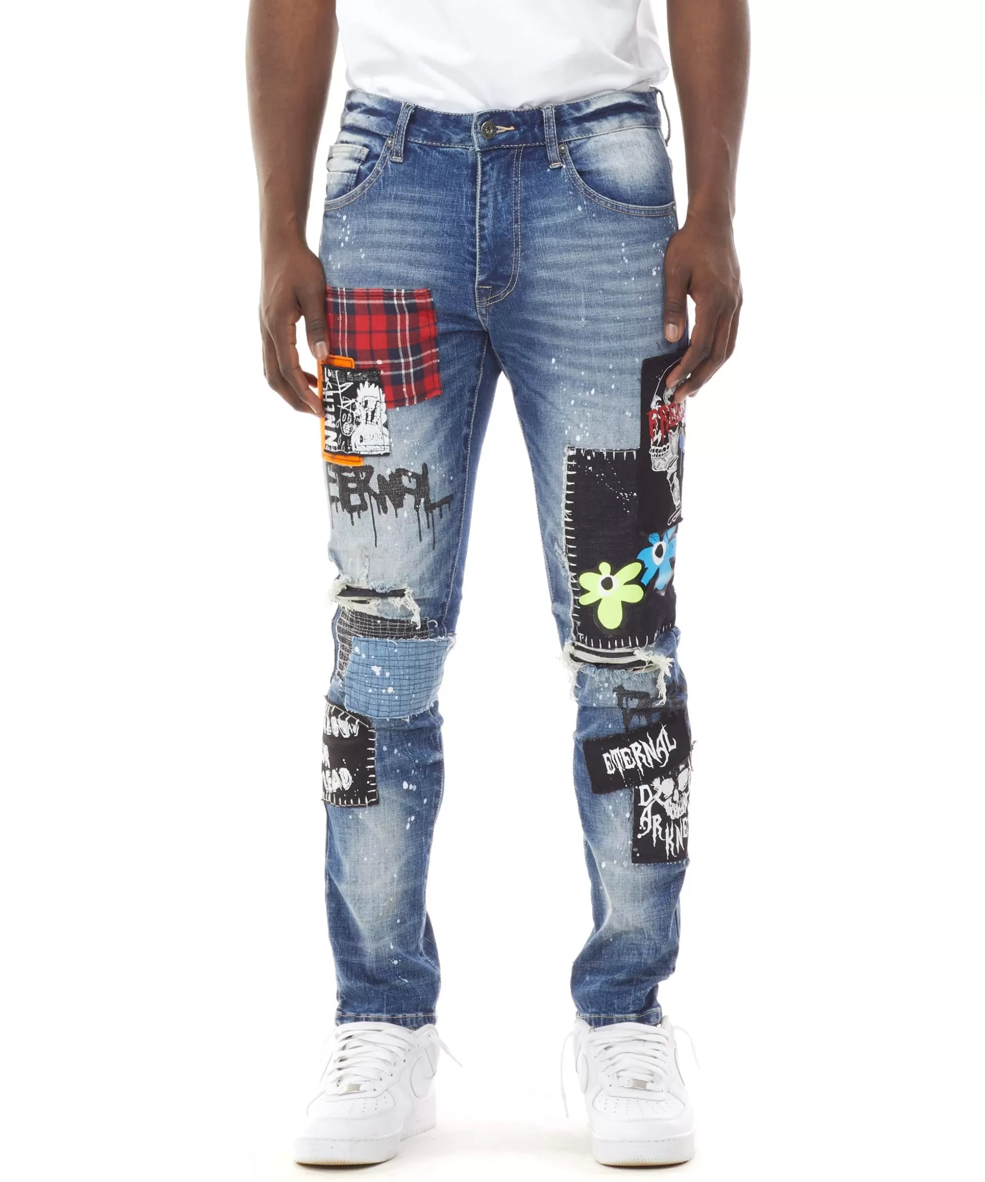 Smoke Rise Patch Fashion Jeans Belfast Blue Best Sale