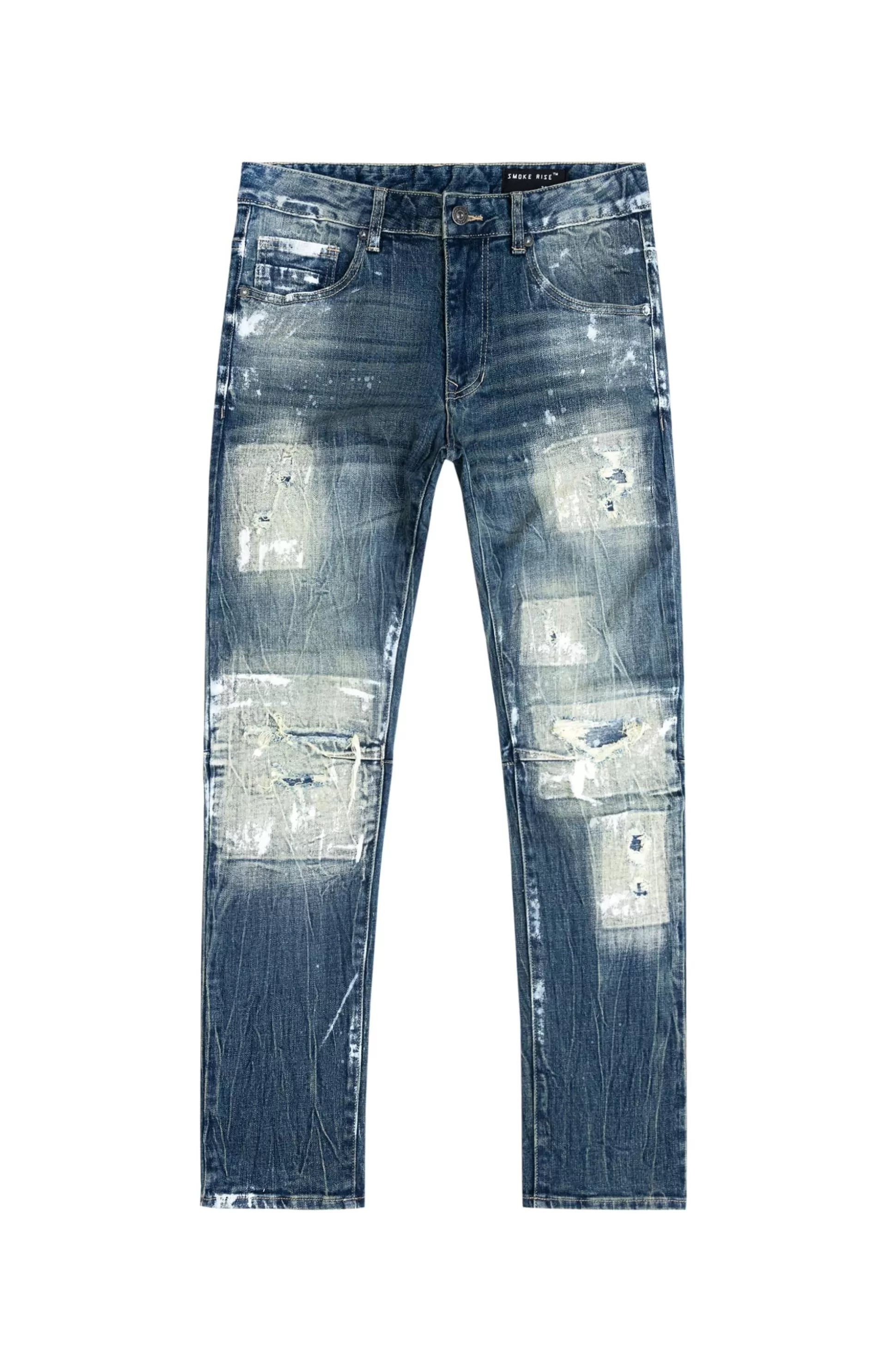 Smoke Rise Patch Washed Jeans Alley Blue Cheap