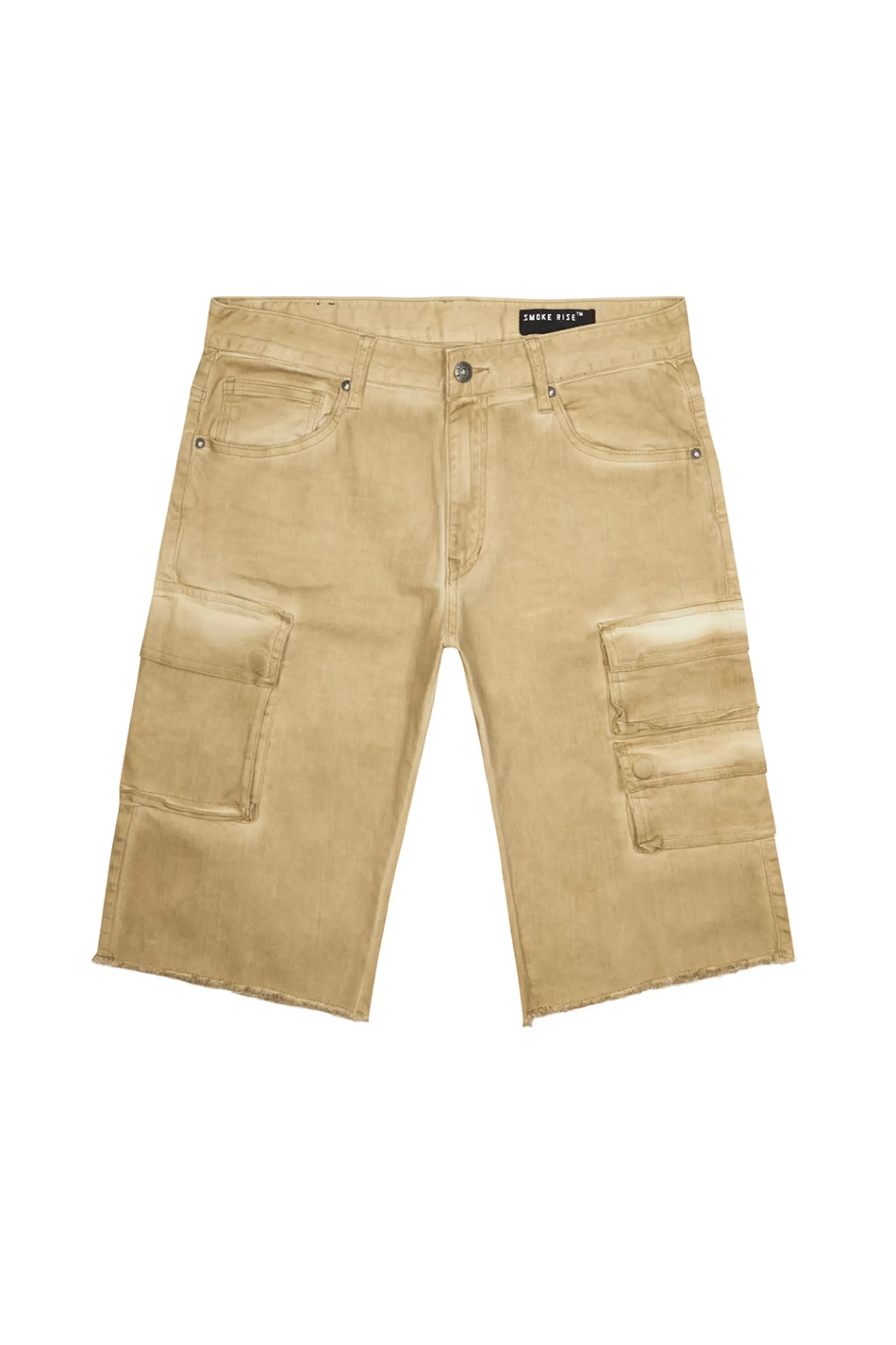 Smoke Rise Pigment Dyed Twill Utility Shorts Khaki New