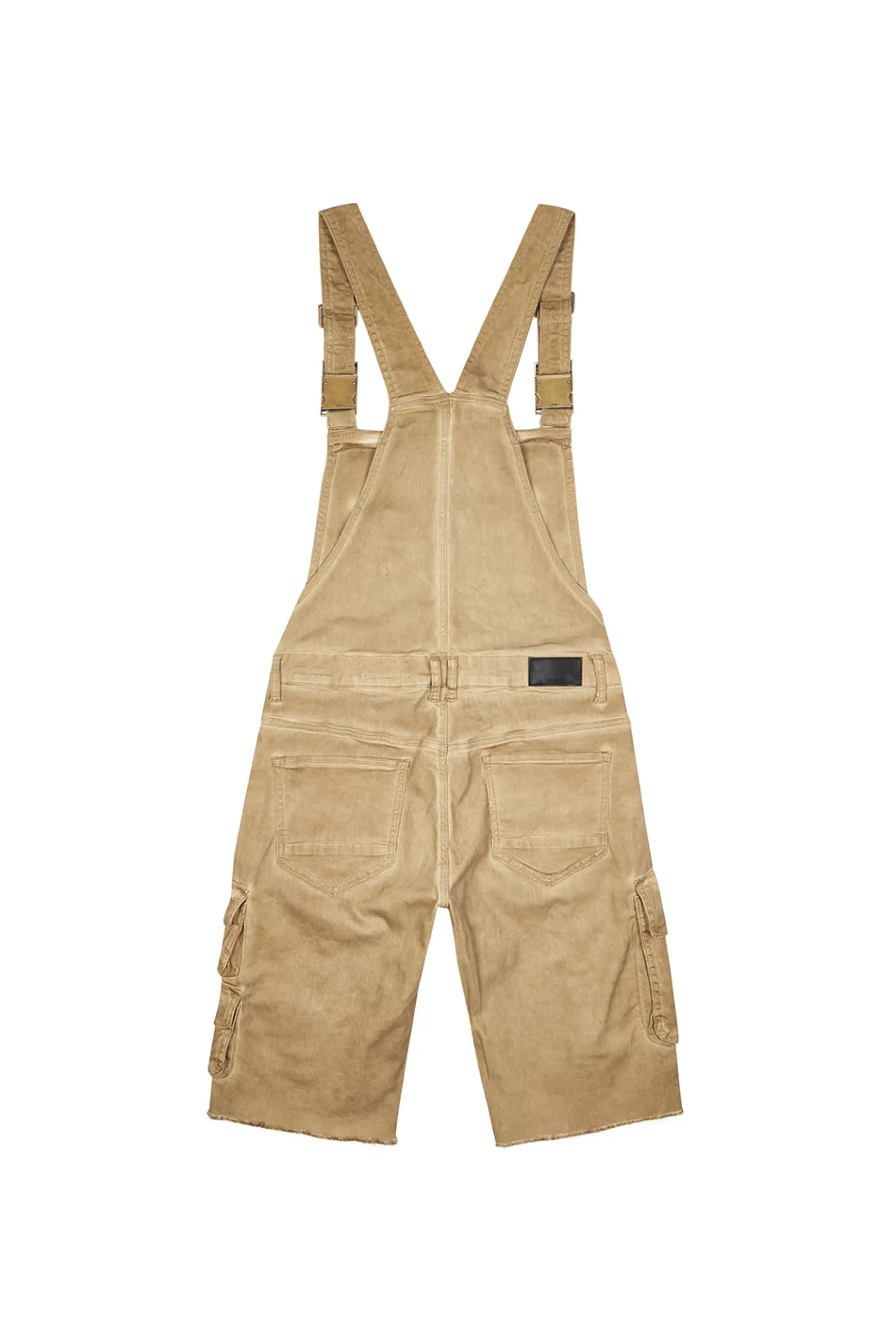 Smoke Rise Pigment Dyed Utility Twill Overall Shorts Khaki Discount