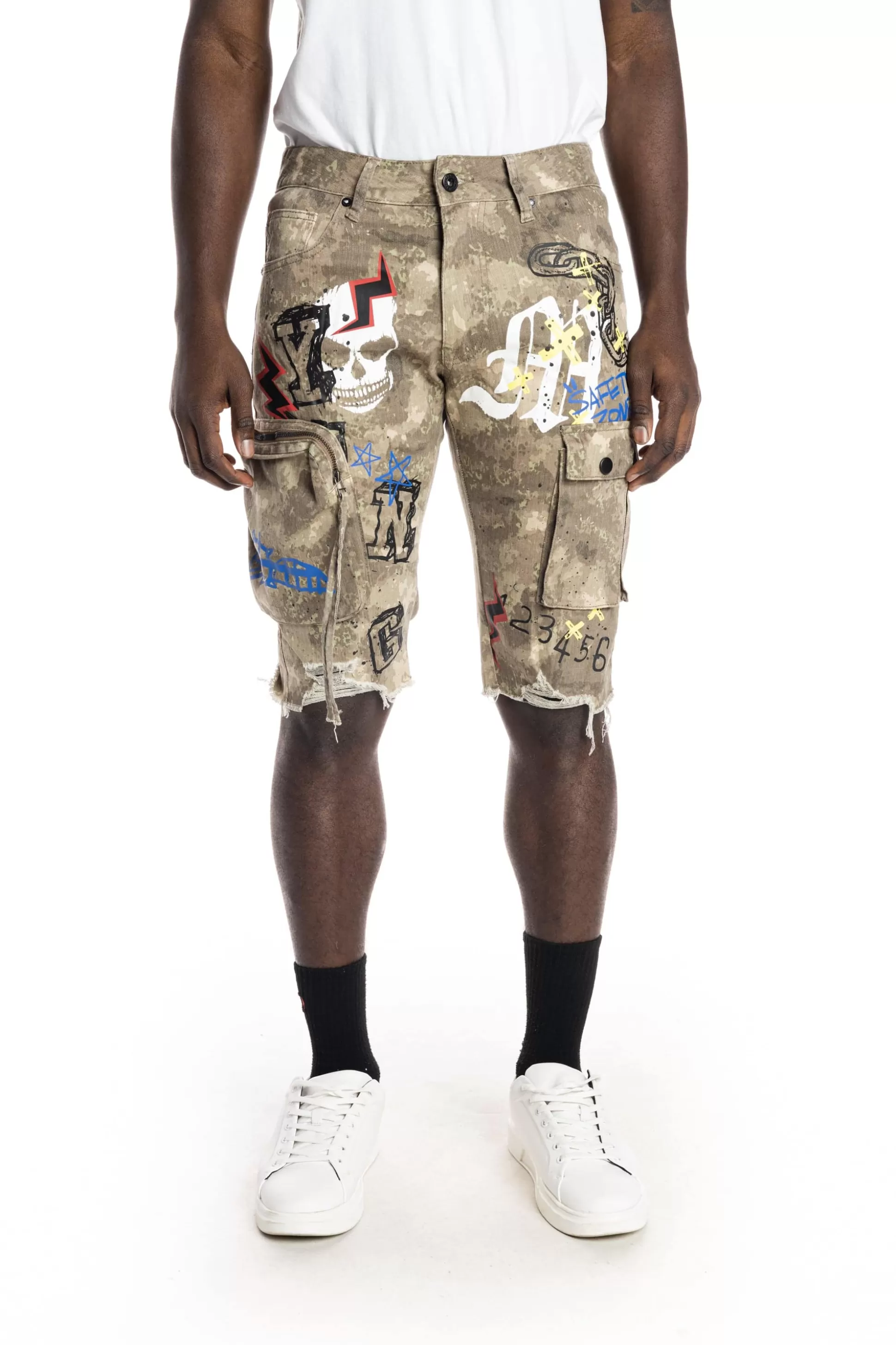 Smoke Rise Printed Fashion Twill Cargo Short Neutral Camo Best Sale