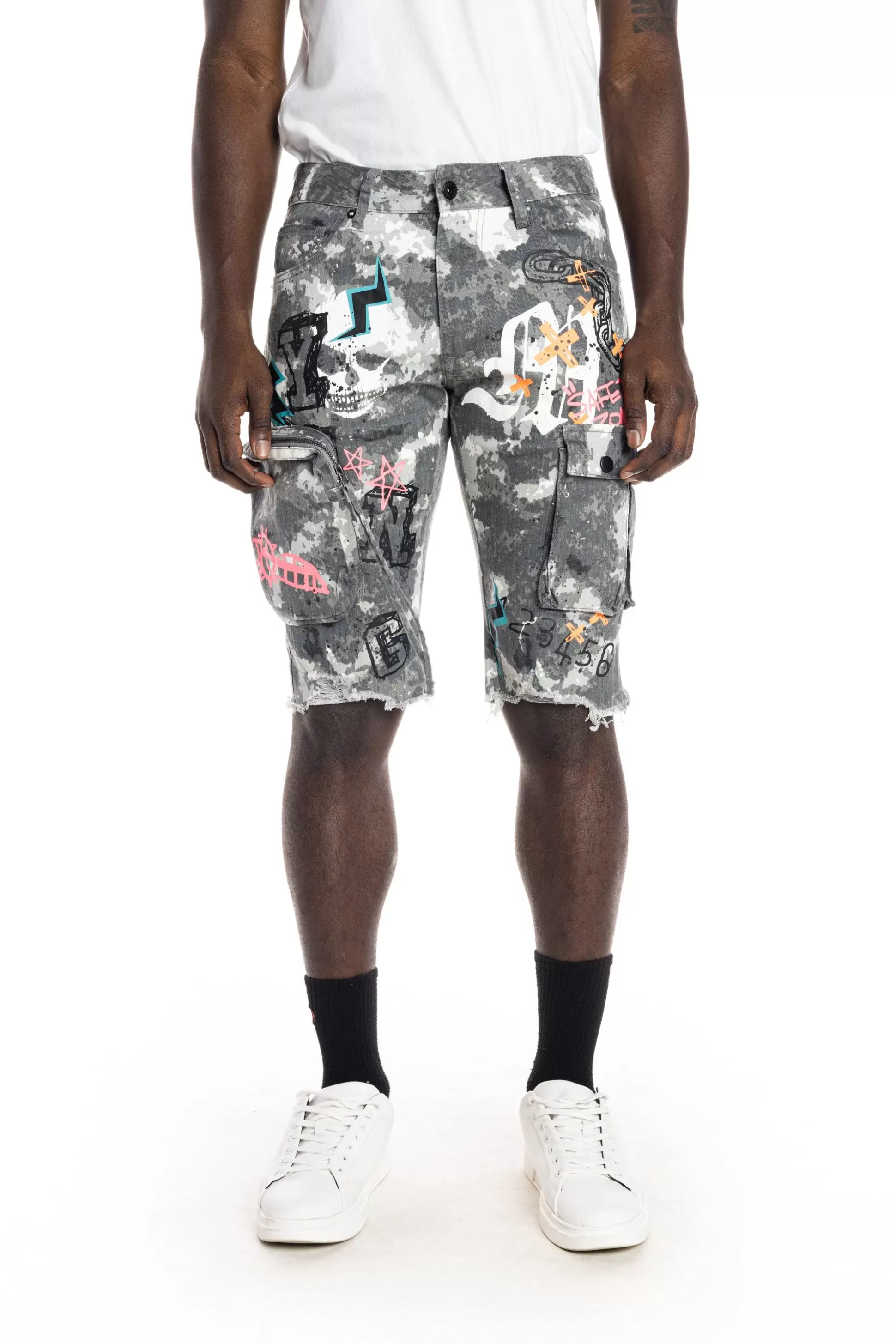 Smoke Rise Printed Fashion Twill Cargo Short Steel Camo Sale