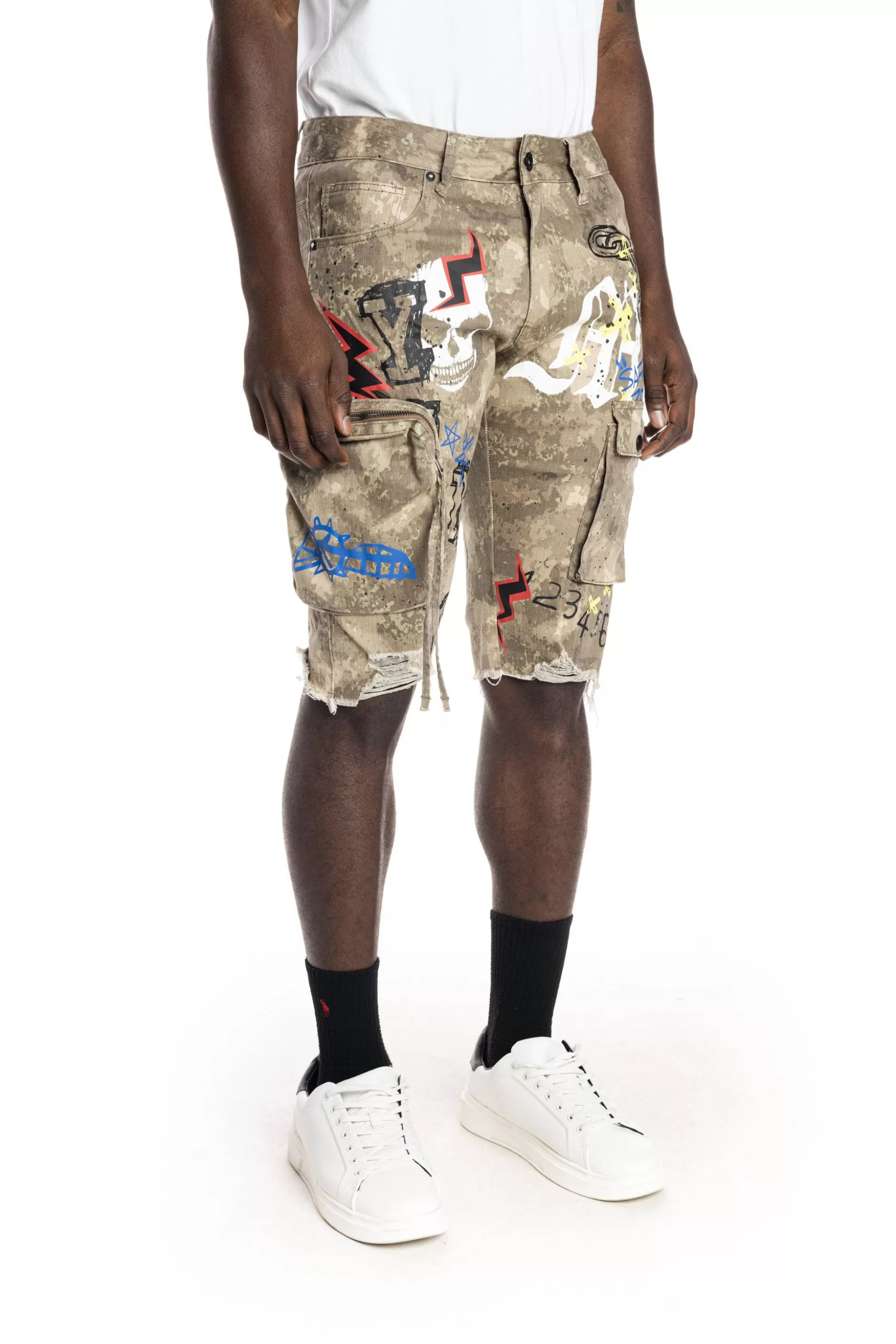 Smoke Rise Printed Fashion Twill Cargo Short Neutral Camo Best Sale