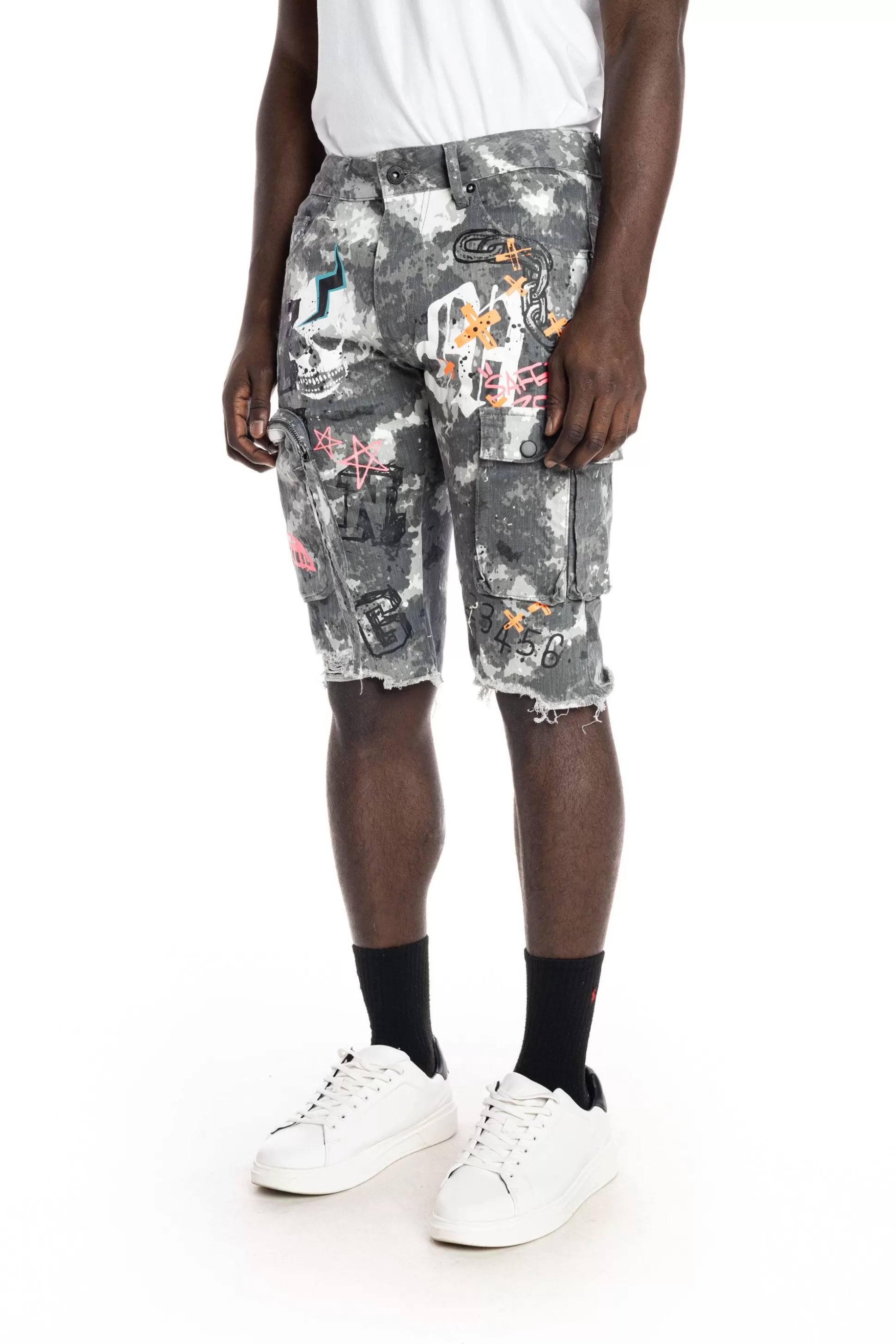 Smoke Rise Printed Fashion Twill Cargo Short Steel Camo Sale