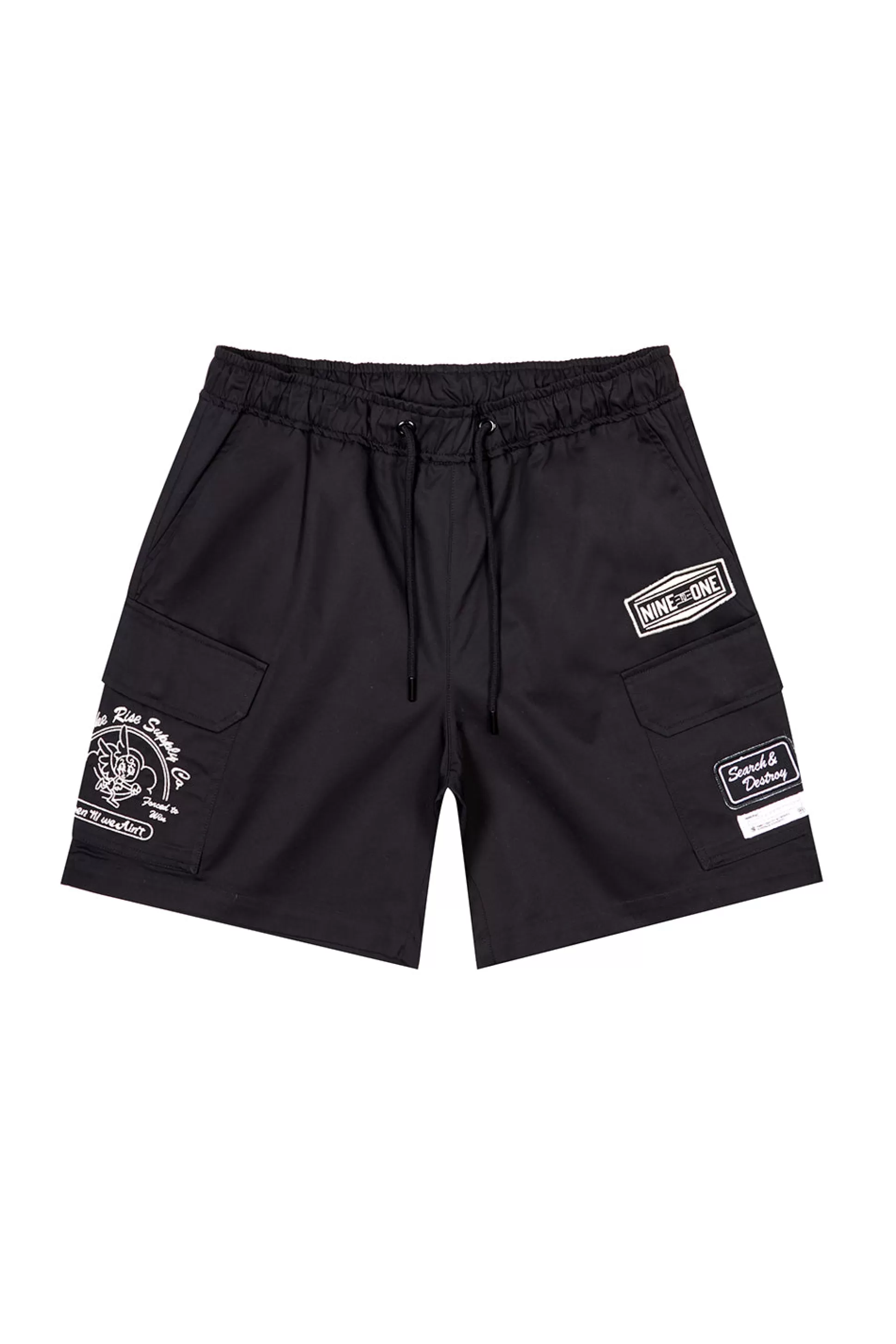 Smoke Rise Printed Twill Workwear Shorts Black New