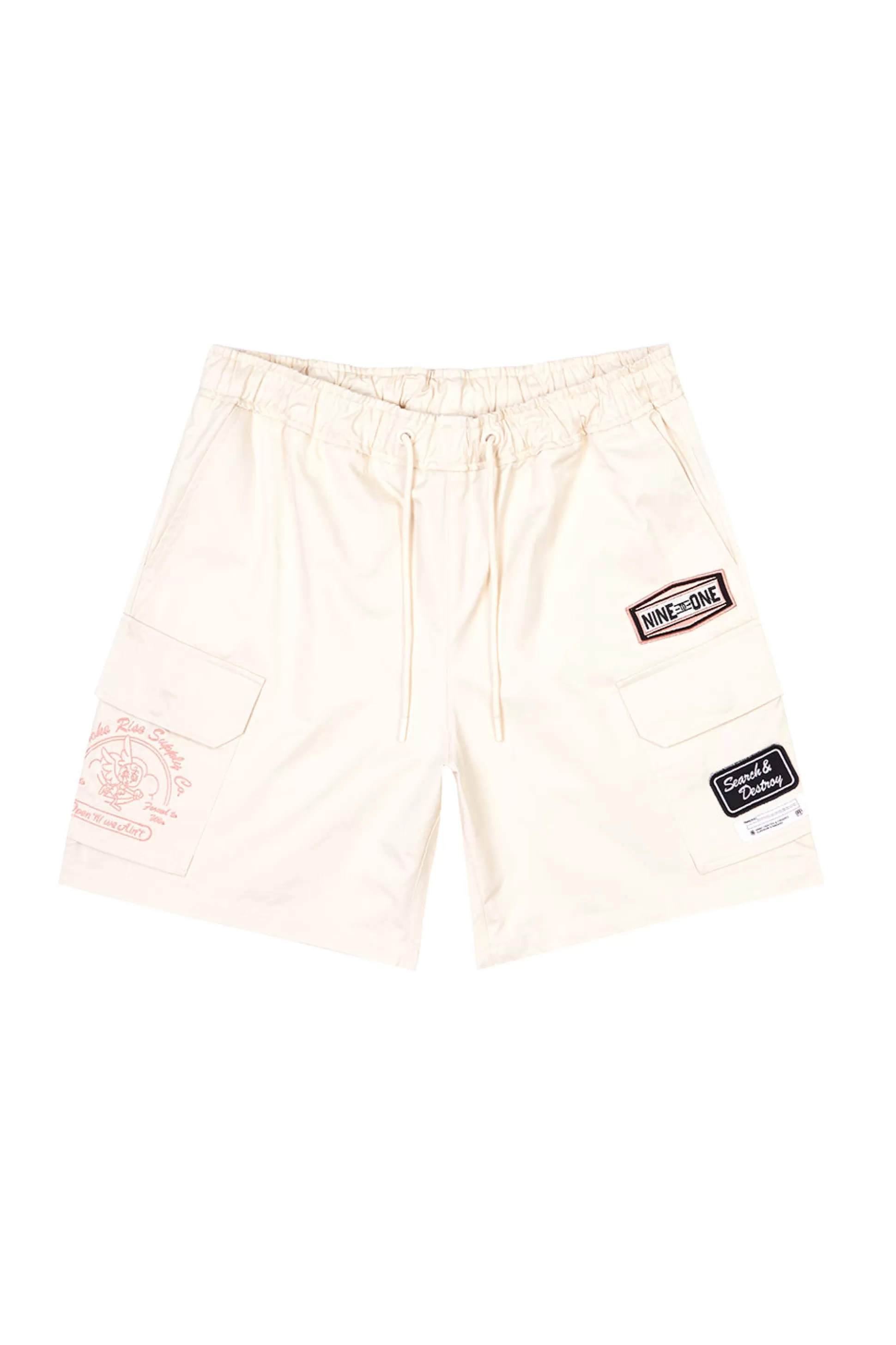 Smoke Rise Printed Twill Workwear Shorts Ecru Cheap